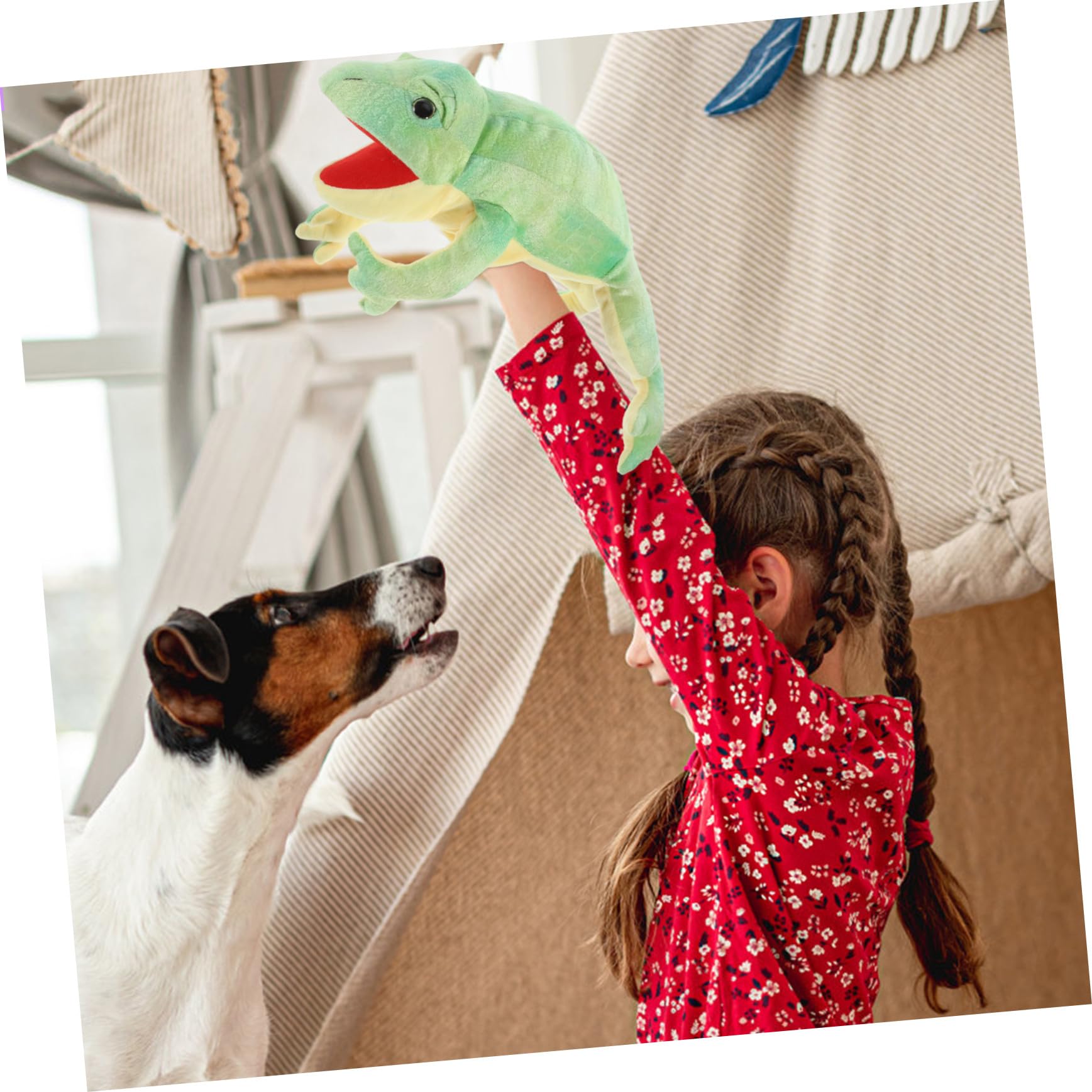 Marionetas de Mano de Peluche de Animales Juguete Interactivo para Contar Cuentos Marioneta de Mano de Rana de Peluche para Decorativas para Juguetes de Animales