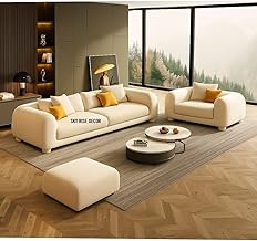 Sky Rise Decor Luxurious Velvet Uphostered Contemperory Sofa Set with Cushion Chaise Lounge, Sectional Sofa Perfect for Your Living Room,Guests Room & Office (Biege 3+1+1 Puffy)