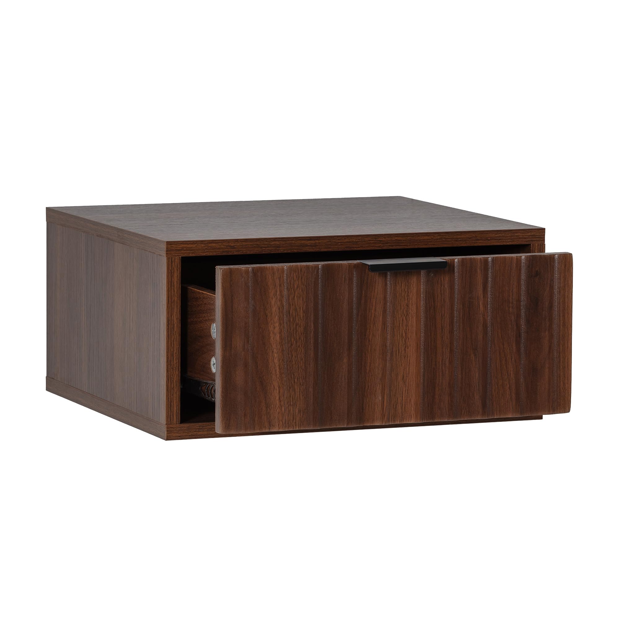 HOMN LIVING Table de Chevet Suspendue Lluvia 1 tiroir Effet Noyer, 40 cm (Largeur) 35 cm (Profondeur) 19 cm (Hauteur)