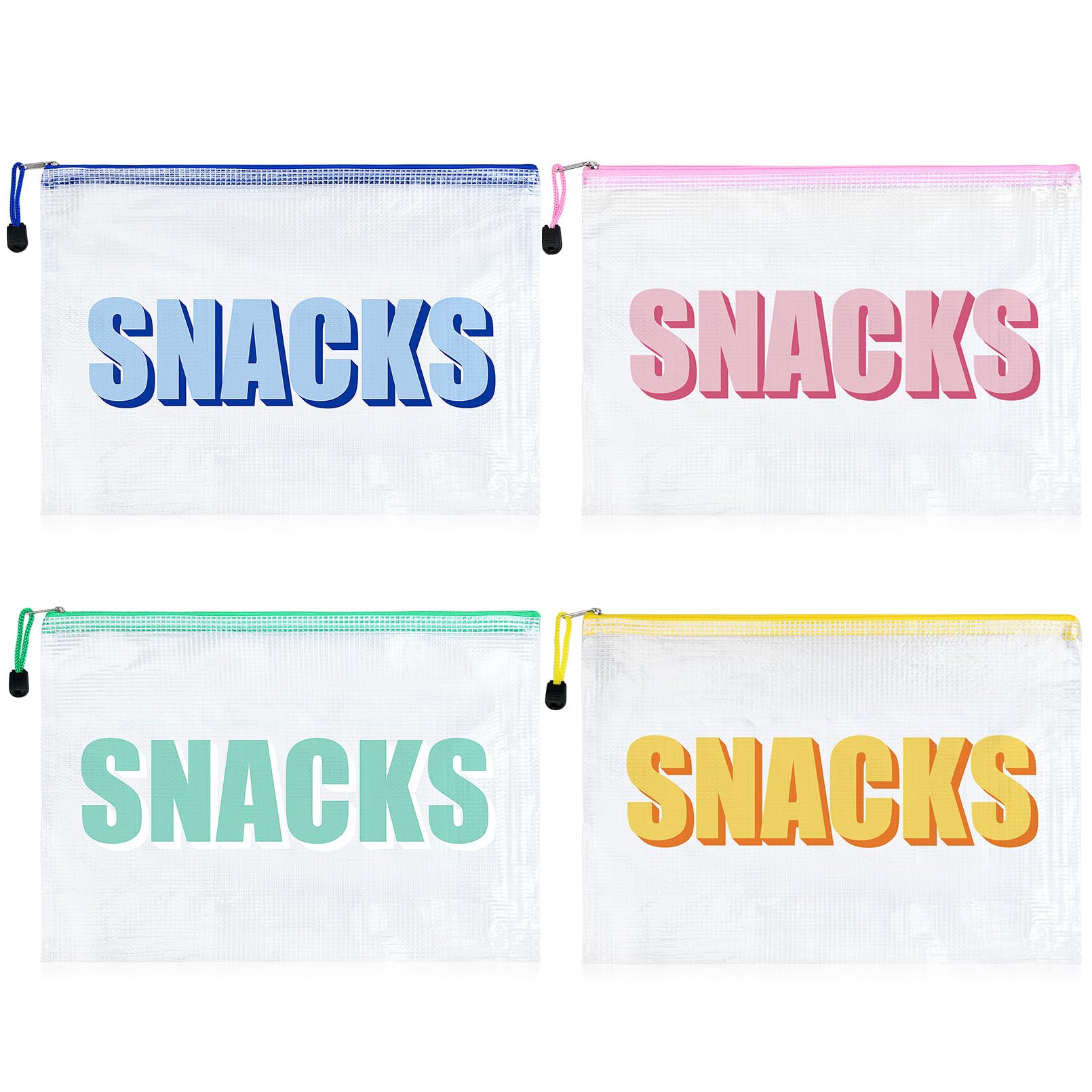 Photo 1 of SOIDRAM 4PCS Snack Bag for Travel Clear Zipper SnackPouch Waterproof Makeup Cosmetic Bags for Women Girls Clear Pouch for Essentials