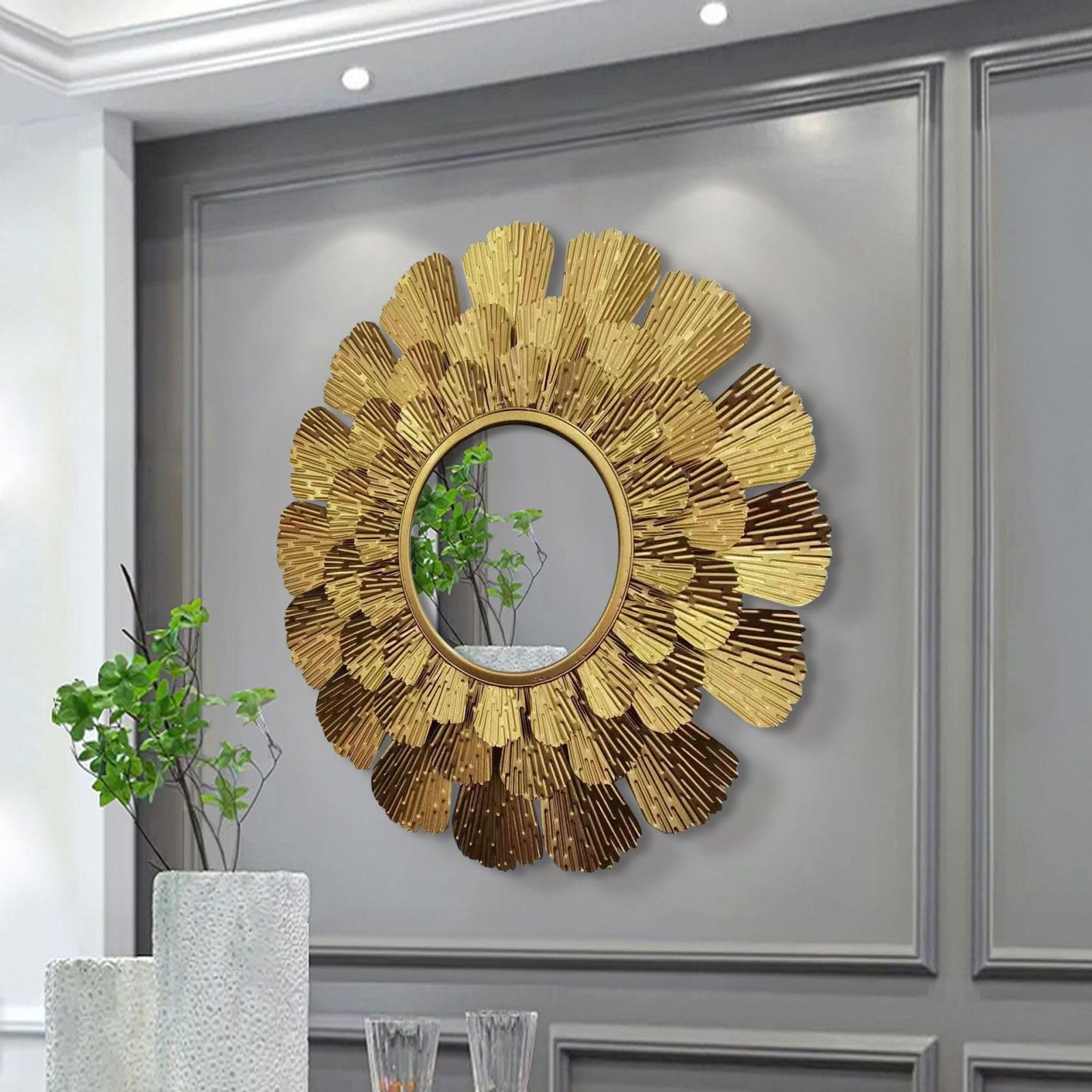 Miroir mural rond en métal solution pour manque de jour