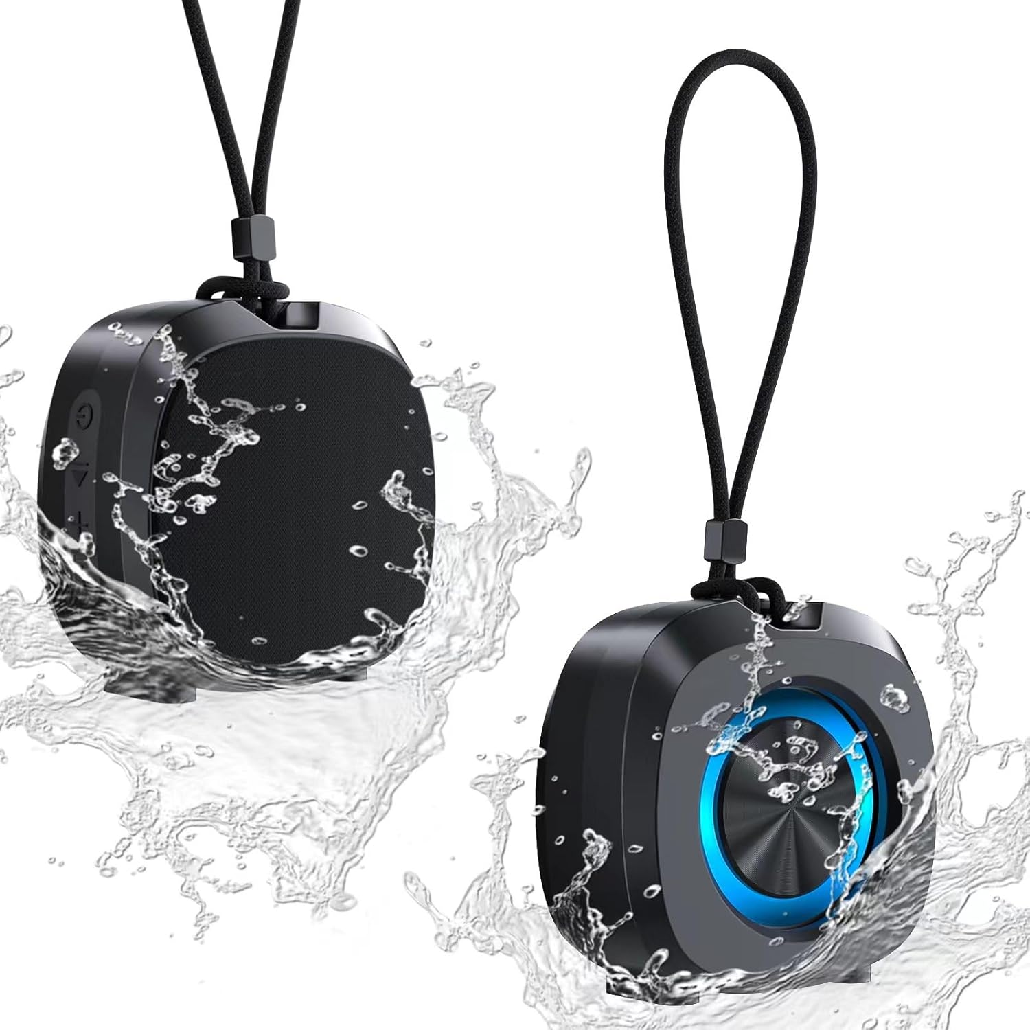 Portable Bluetooth Speakers, Small Wireless Speaker with Loud Stereo Sound, Deep Bass, IPX5 Waterproof, Bluetooth 5.3, Dual Pairing, RGB Lights, Built-in Mic, Long Playtime for Home, Outdoor, Party