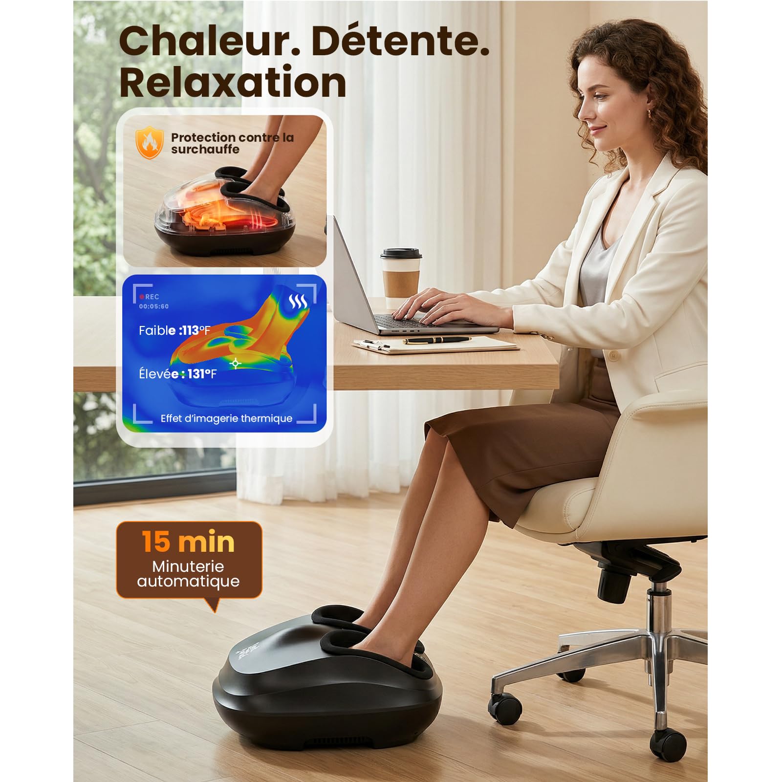 Bob and Brad Lite Masseur de Pieds Shiatsu avec Chaleur, Appareil Massage des Pieds à Pétrissage Profond pour Soulager la Fasciite Plantaire, et Détendre les Pieds Fatigués