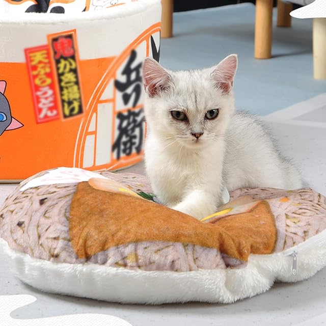 Foto 4 de 8 de HAYCHE Ramen - Cama para gatos con forma de fideos instantáneos, cama calmante para gatos de interior, linda…