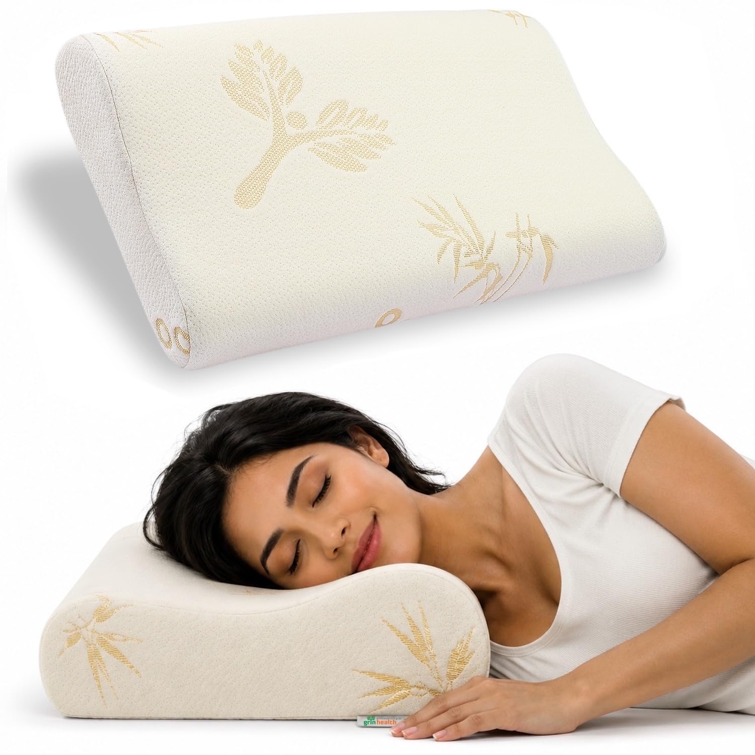 Grin Health Contour Cervical Neck Pillow | Memory Foam Cervical Orthopaedic Pillow with Skin Friendly Cover for Neck Pain Relief Neck Pillow for Sleeping (60X40X12-10cm)-image-47