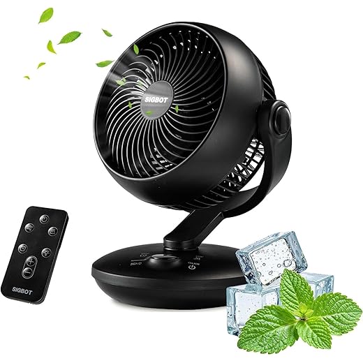 Fan for Bedroom with Remote,Ultra Quiet Desk Fan,with 3 Modes,8 Speeds,9-Hour Timer,10 inch,High-Velocity Cooling,Auto Oscillation,for Home,Dorm&Office