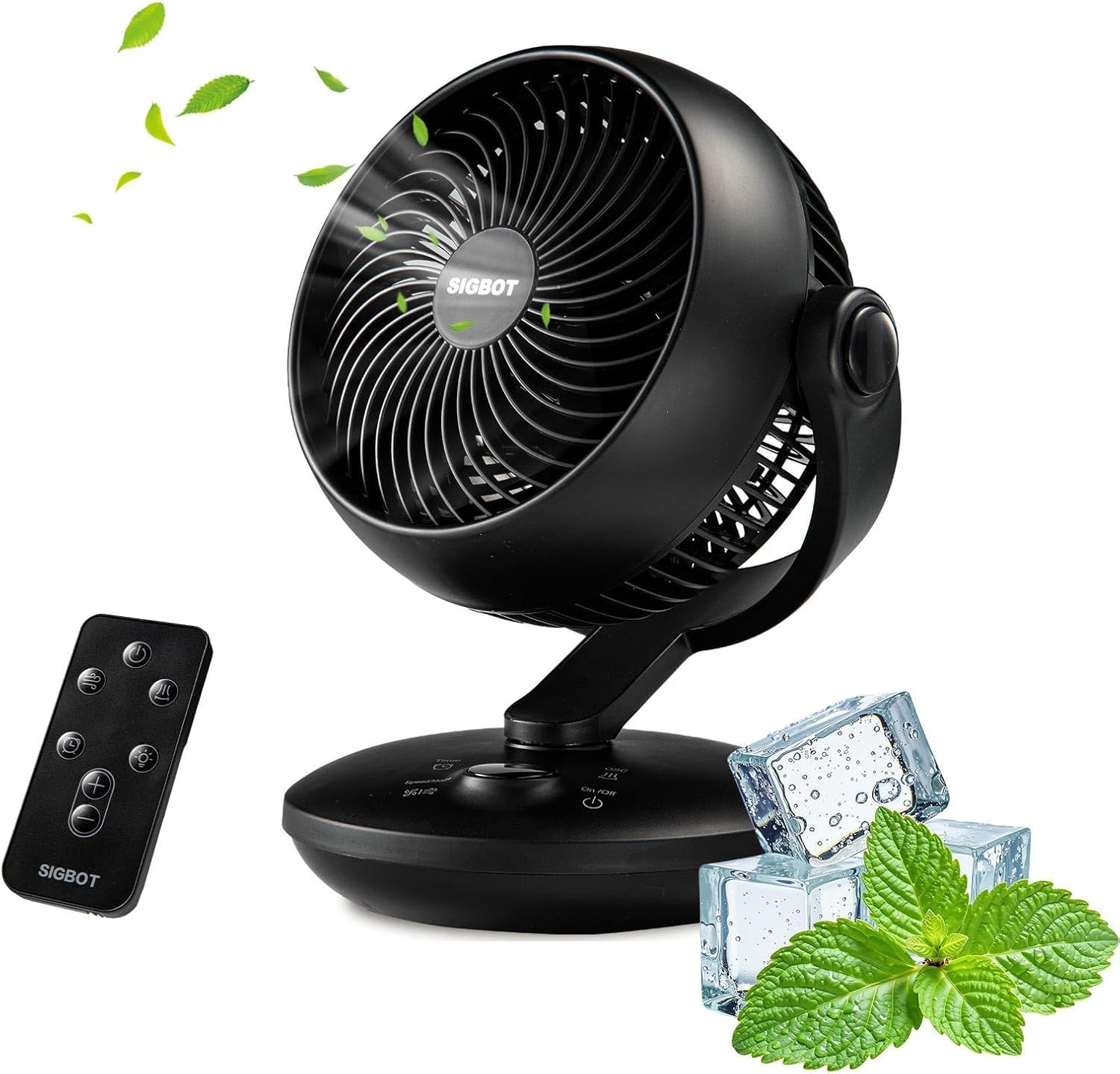 Ventilador de escritorio para dormitorio con control remoto, ventilador de mesa ultra silencioso de 25 dB, refrigeración de alta velocidad para oficina. 3 modos, 8 velocidades, temporizador de