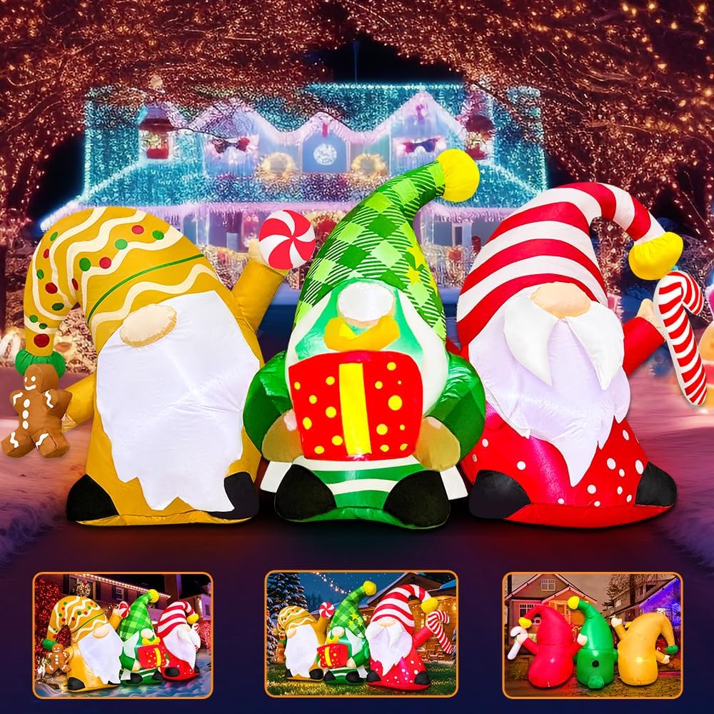 KOOY 6FT Christmas Inflatables Outdoor Decorations Inflatable Christmas Gnomes Blow up Yard Decorations Built in LED Lights for Xmas New Year Party Lawn Holiday Winter Xmas Décor