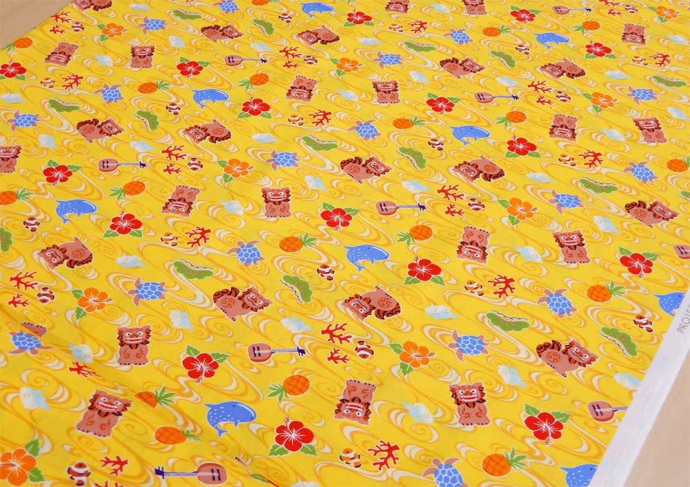 沖縄 琉球紅型柄 シーサー柄 ミンサー柄 生地 ハギレ