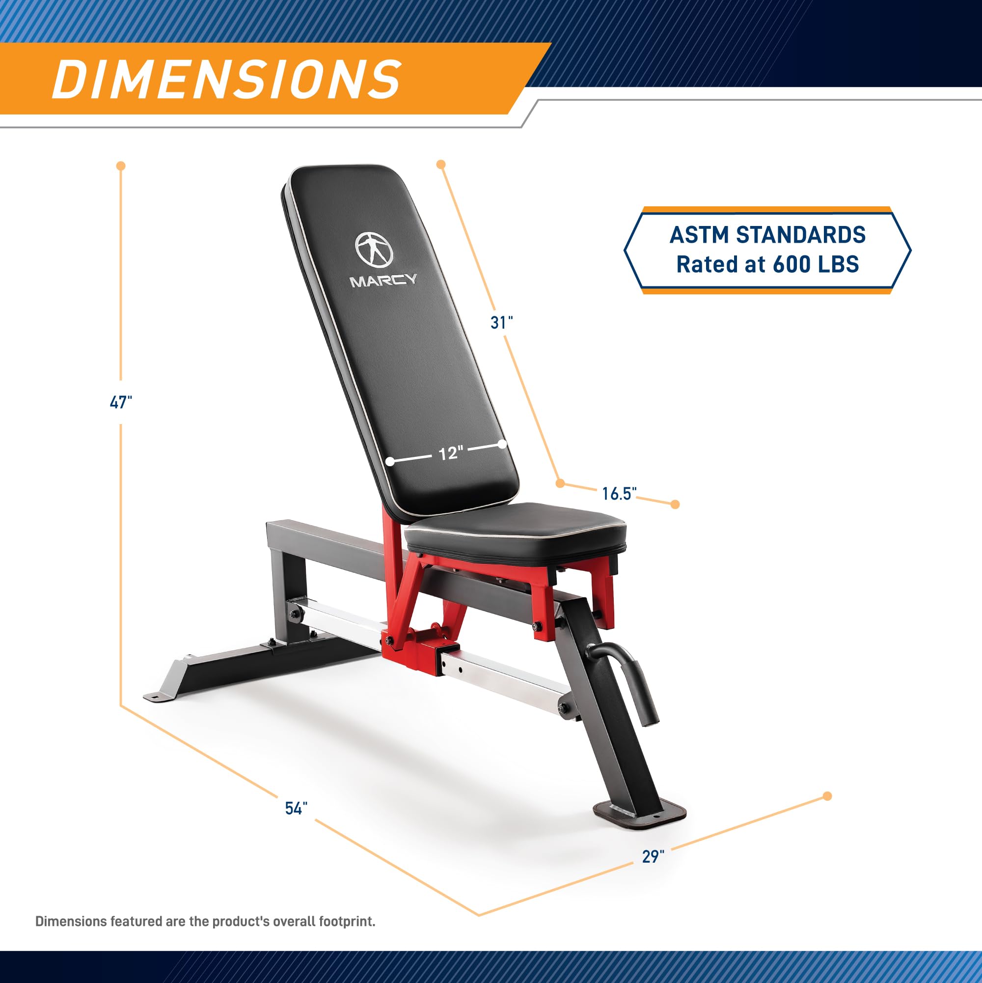 Foldable Standard Weight Benches, Adjustable Strength Training Benches for Full Body Workout