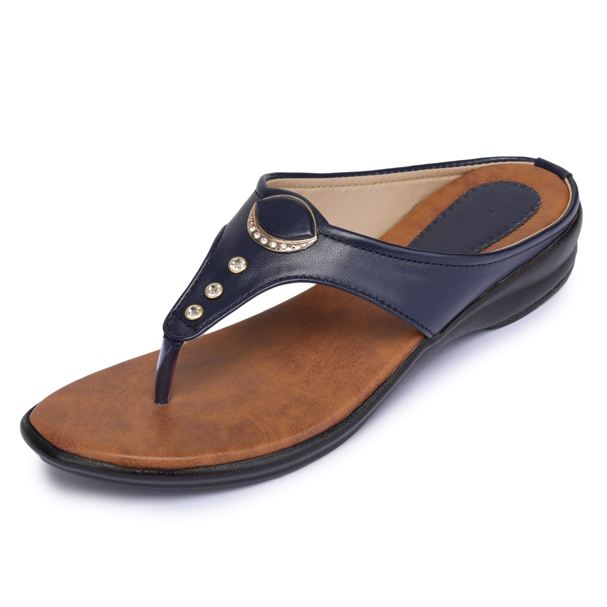 DICY Women Flat Sandals Stylish Light Weight Casual Slippers Flats for Girls Cushioned Insole Slippers Blue (6 UK/ 39 Euro) (B091SWJLPT) Amazon Price History, Amazon Price Tracker
