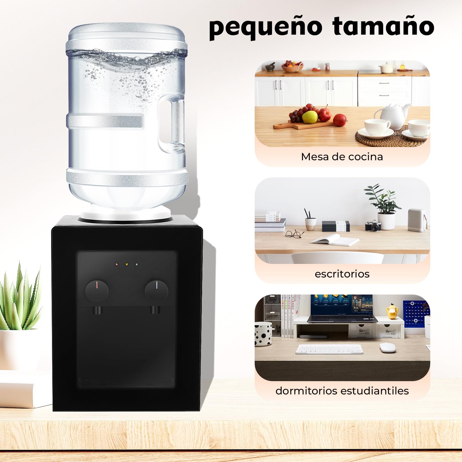 Distributore d'acqua Elettrico Da Scrivania, Fontana Ad Acqua Calda E Fredda, Scalda-Acqua Rapido 550W INOX, Raffreddatore Portatile 8-95°C, Macchina Per Bevande per Casa, Mini Dimensione 27x23x37cm