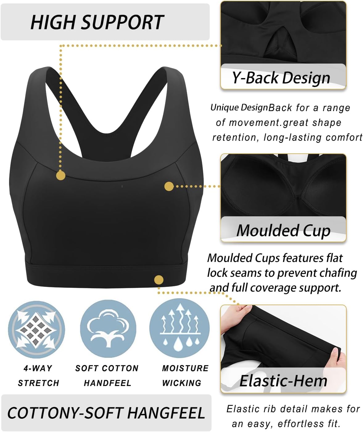 RUNNING GIRL Sports Bras for Women High Support,Racerback Molded Cup Sports Bra with Sewn in Pads - Image 6