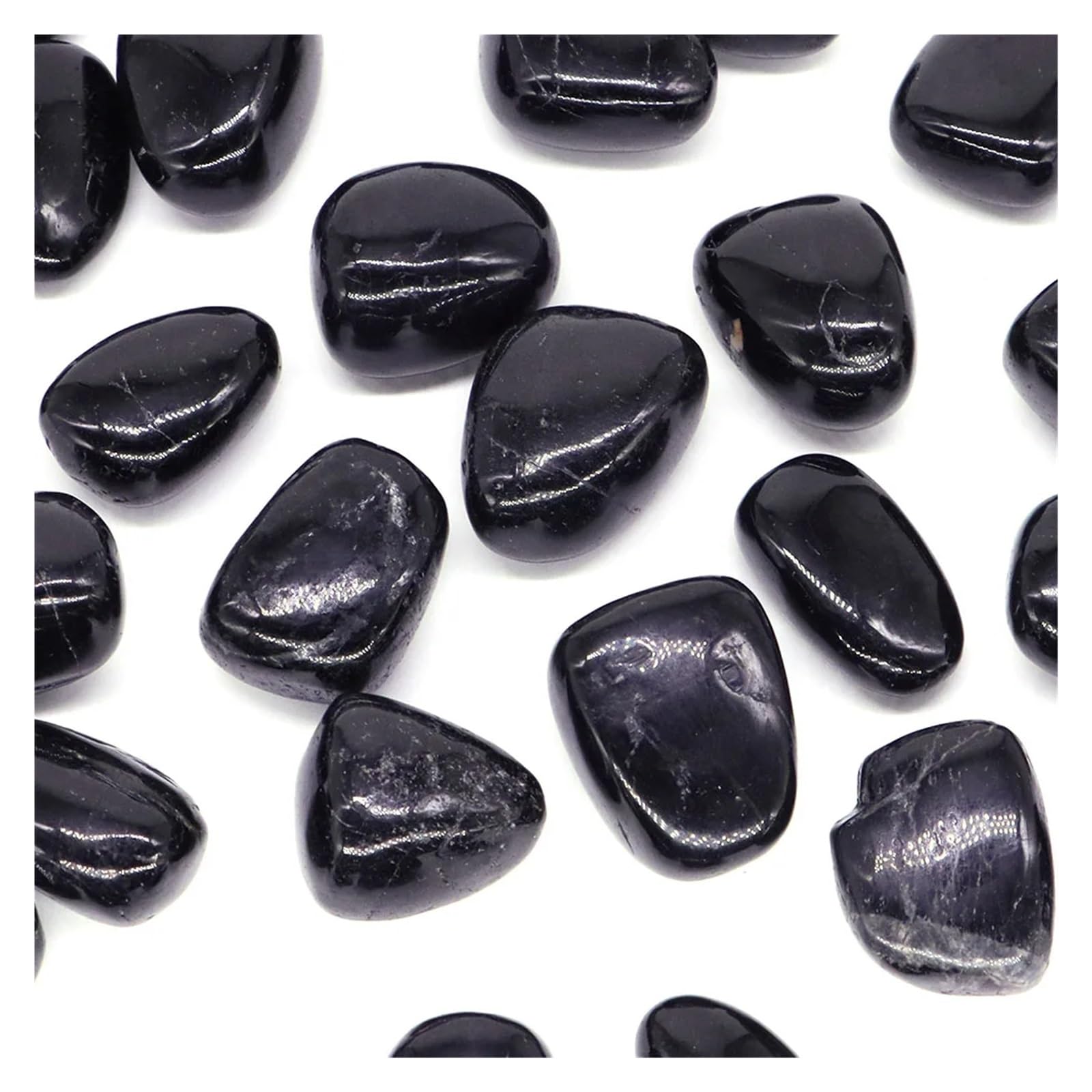 Piedras de Grava para peceras, Piedras caídas de Cristal turmalina Negra, Grava for Acuario, pecera, Varios tamaños(1000g)
