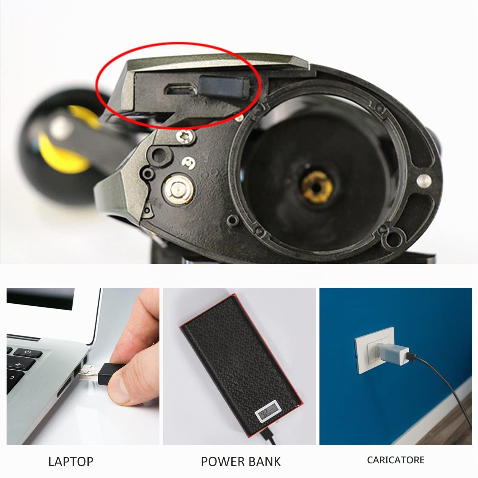 Mulinello da Pesca Elettrico Ricaricabile in Fibra di Carbonio USB 9+1BB Con Display Ad Alta Velocità 6.4:1 Sistema Frenante Magnetico