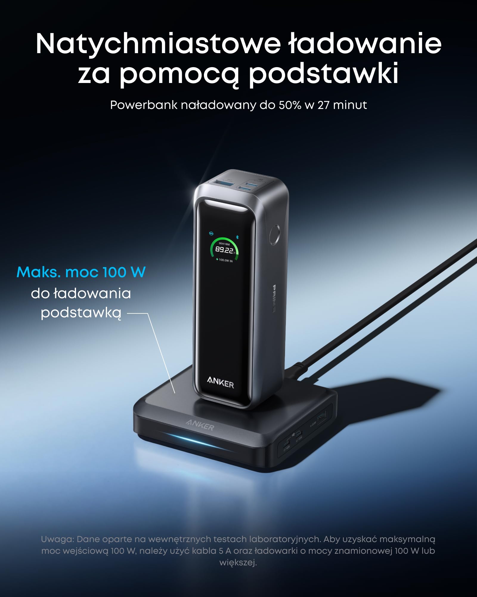 Powerbank i stacja ładująca Anker Prime, 20 100 mAh, 220 W, 6 portów | Powerbank i stacja ładująca Anker Prime, 20 100 mAh, 220 W, do 6 urządzeń, ładowanie dwukierunkowe, zgodność z wymogami TSA
