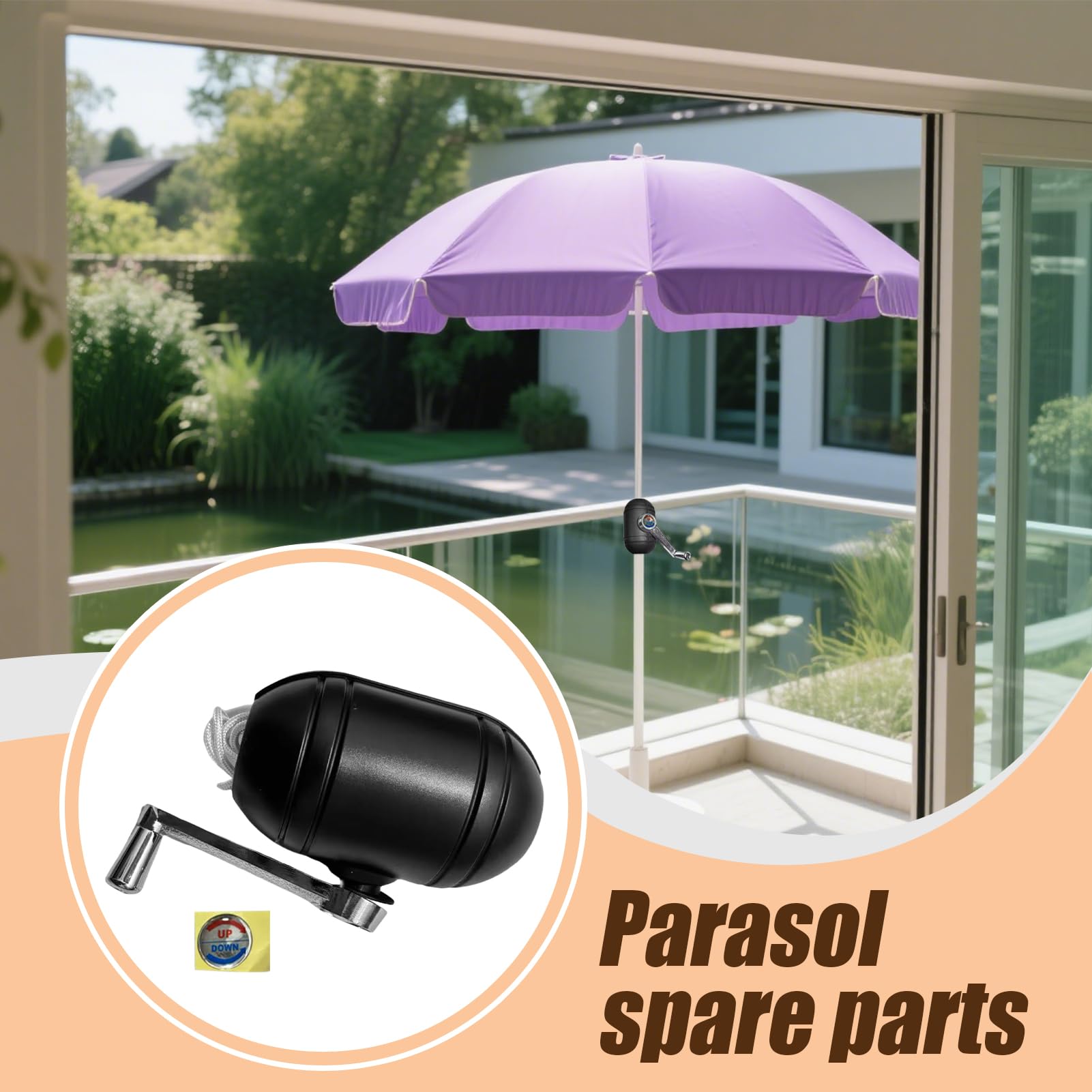 Generisch Piezas de repuesto para sombrillas de terraza – Ahorro de espacio de repuesto para sombrilla, manivela de manivela de alta resistencia para terraza, jardín, piscina, picnic