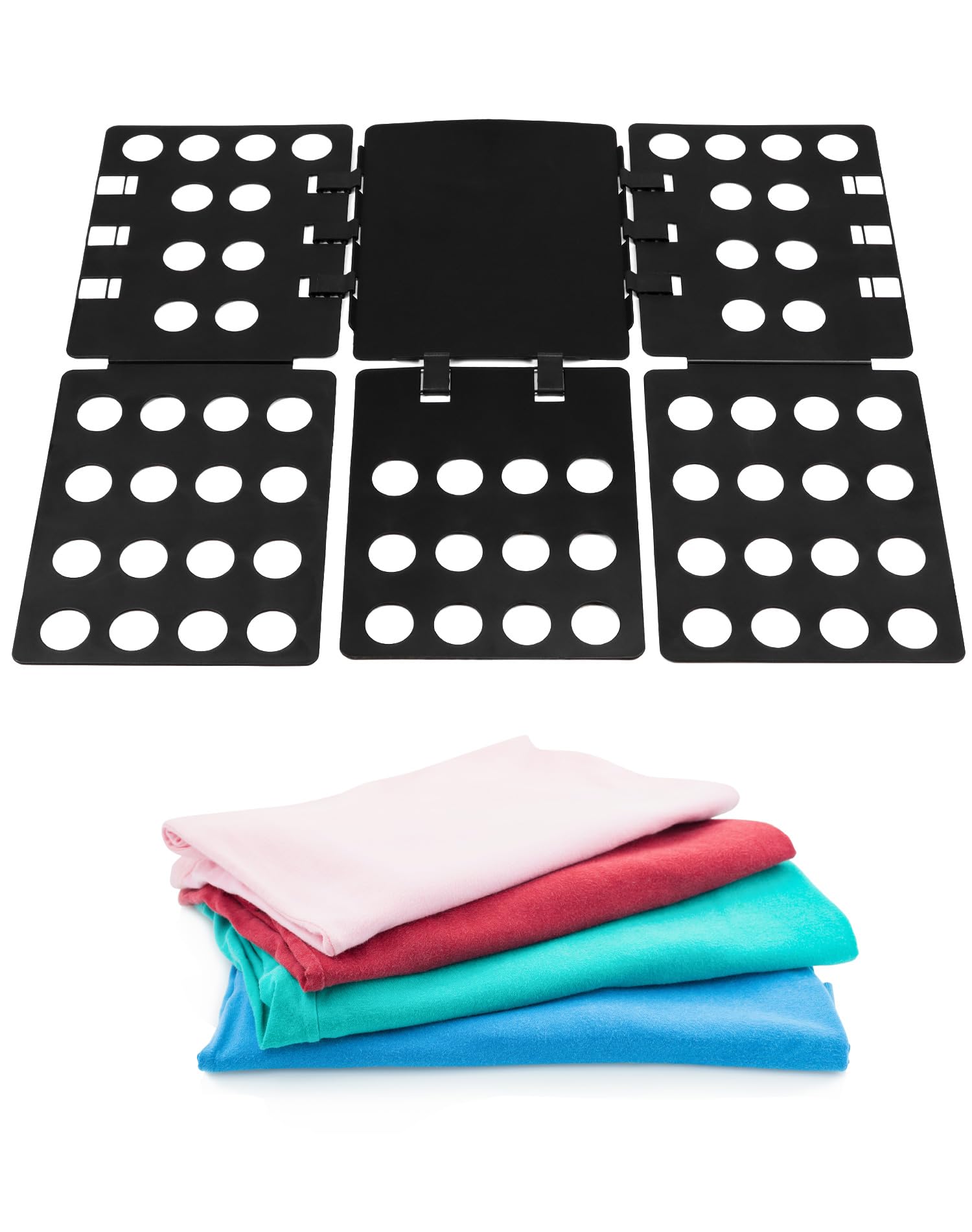 QWORK Tavola Pieghevole per Vestiti, Cartella per Magliette, Cartelle per Bucato, Plastica, Nero