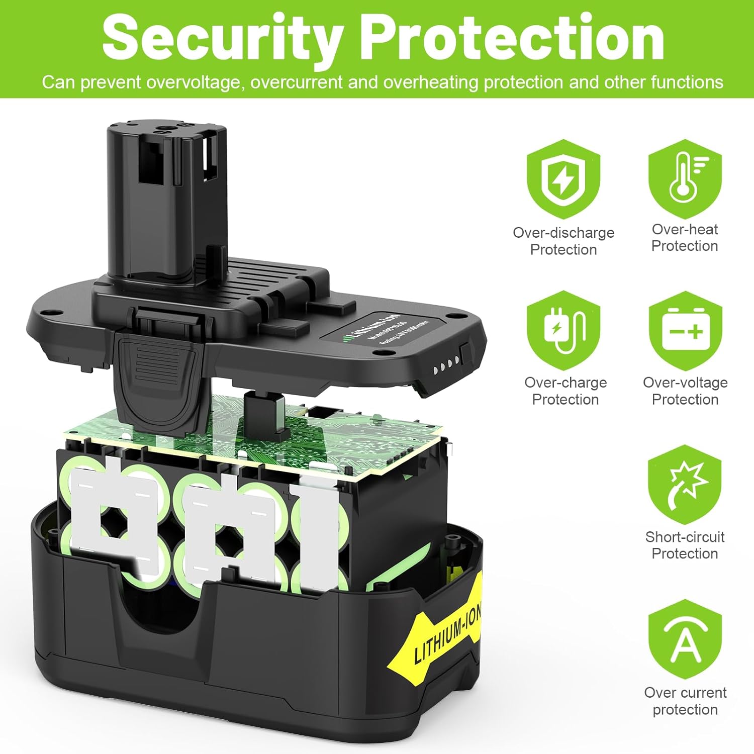 Fancy Buying Upgrade 18V 6.0Ah P108 Battery Replacement for Ryobi 18 Volt Battery Lithium P102 P103 P104 P105 P107 P109 P122,Battery for Ryobi ONE+ Cordless Drill Tool (2Pack) - Image 2