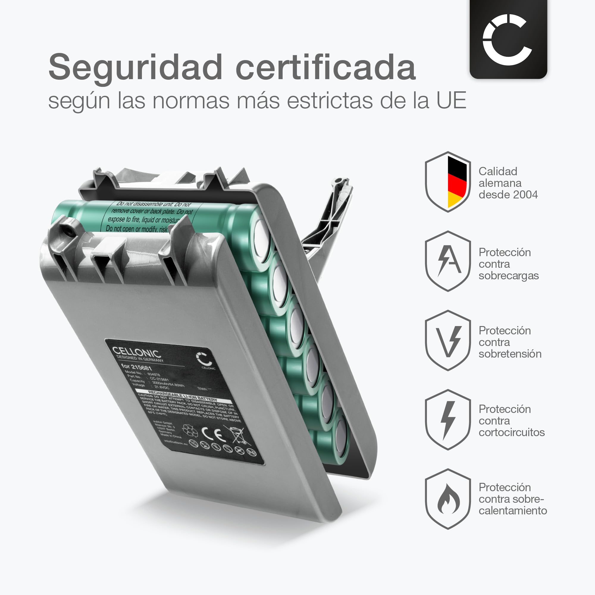 CELLONIC, Batería para Aspiradora Compatible con Dyson V8 Absolute, 215681, VE6 Type B (21.6V, 3000mAh) - Batería con Tornillos