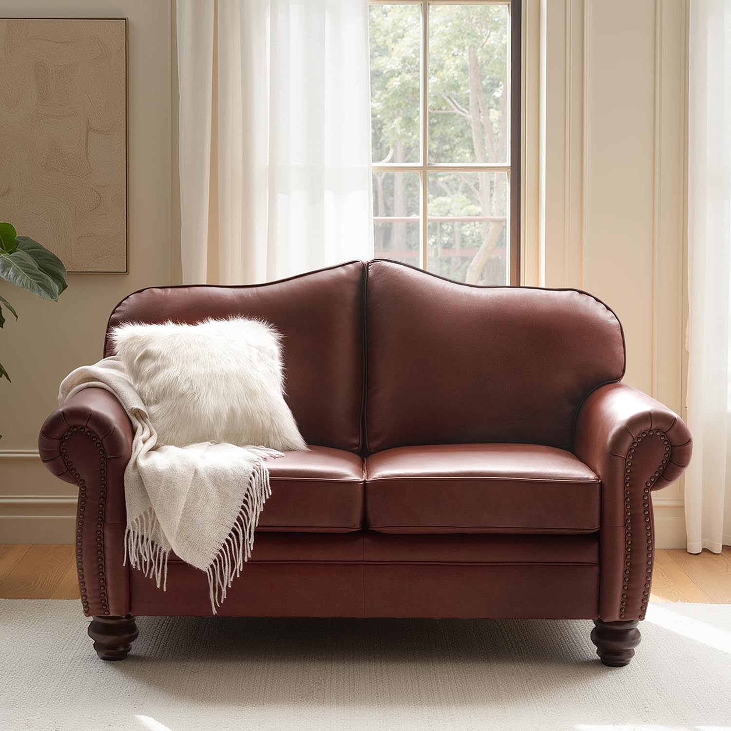 Genuine Leather Chesterfield Loveseat