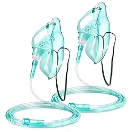 ANSNF 2 Pack Oxygen Mask for Face Adult with 6.6\' Tube & Adjustable Elastic Strap - Size L - NO Cup