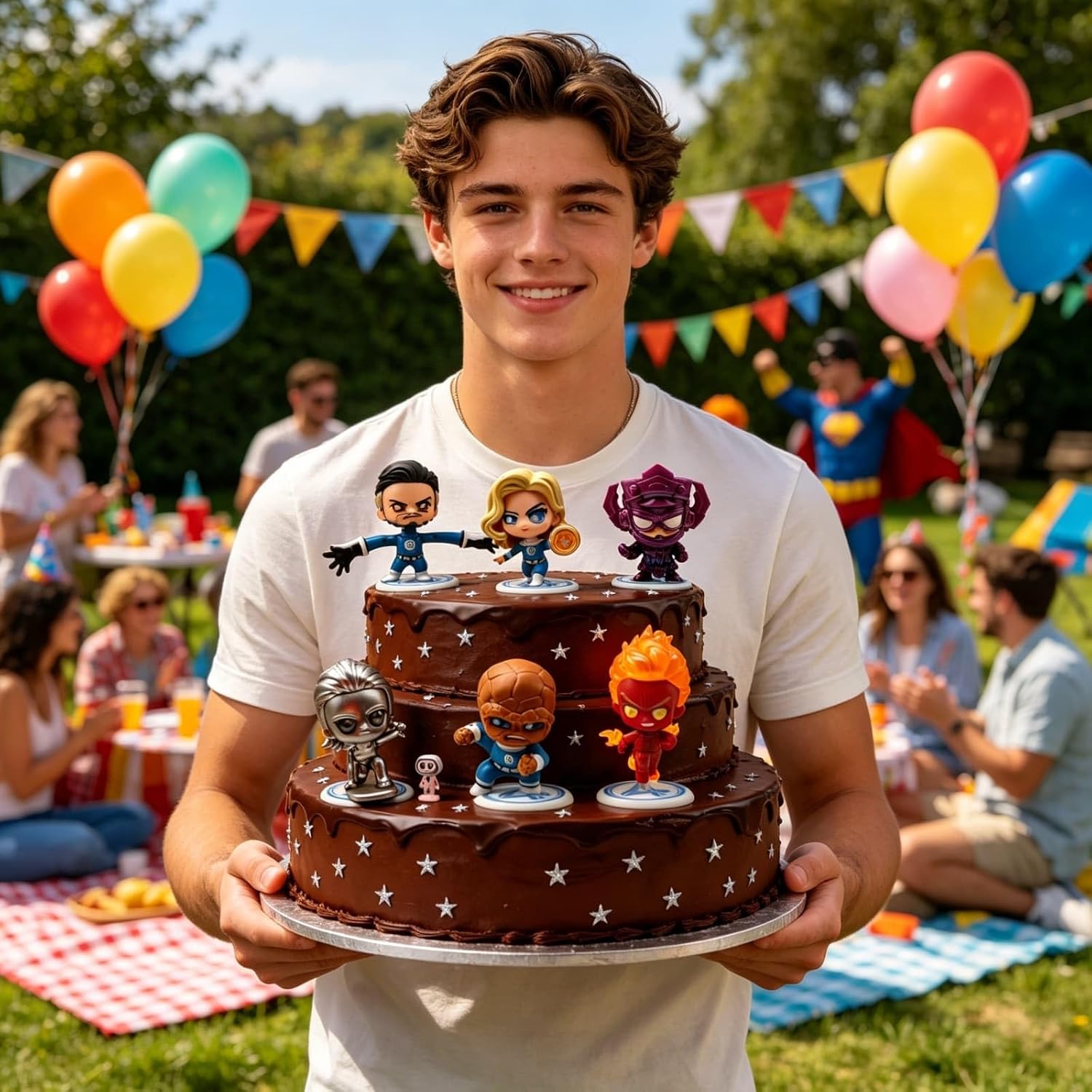 6Pcs Super Theme Hero Figures Set, Cute Figurines Cartoon Table Decorations Anime Birthday Party Decorations Car Desktop Room Decor image 2
