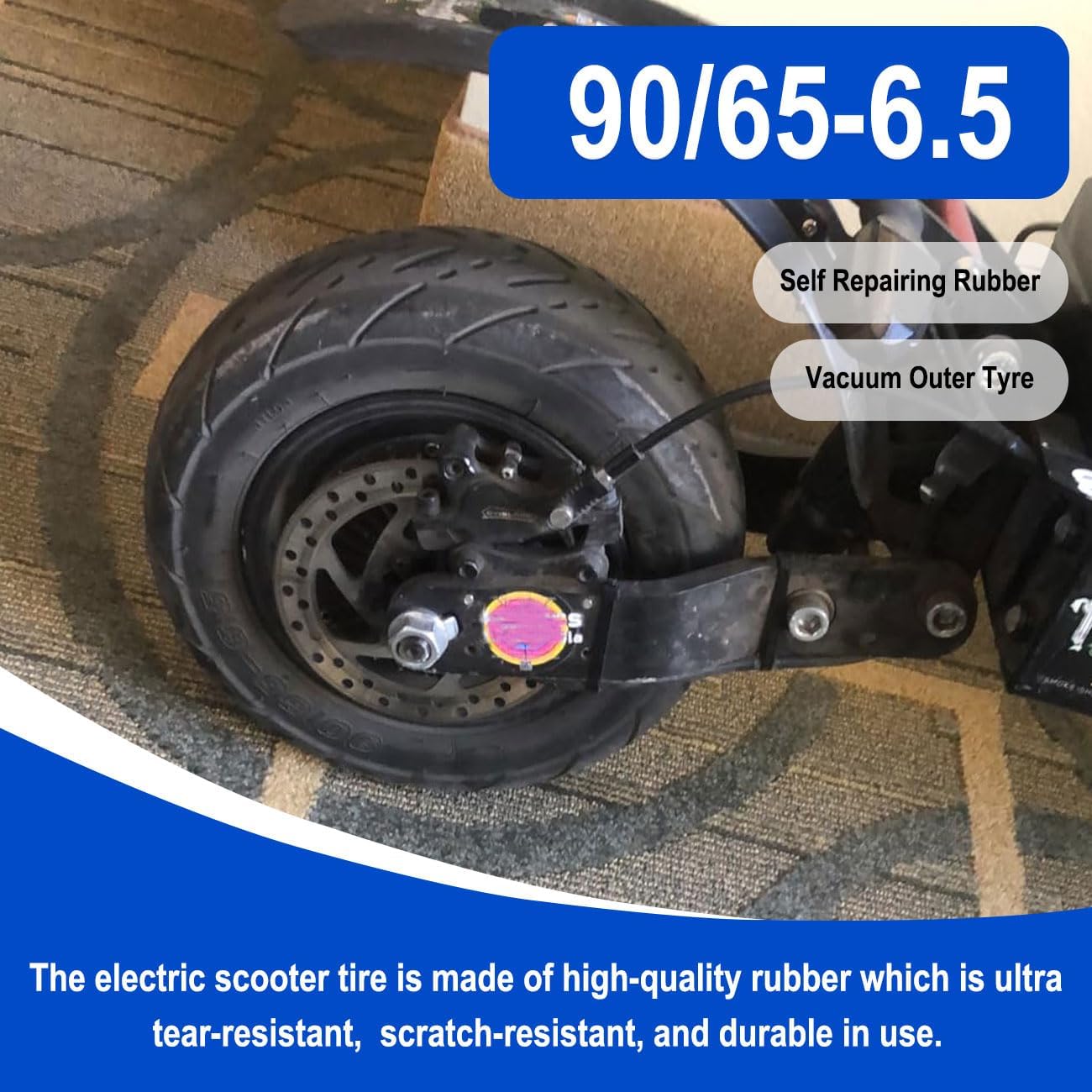 90/65-6.5 Vacuum Tubeless Tire Self Repair Tyre with Glue 11 Inch Road Tires for E-Scooter Motor Electric Scooter Go karts Dualtron Thunder YUME X11 Zero 11X Kaabo Wolf Warrior Wear Resistant