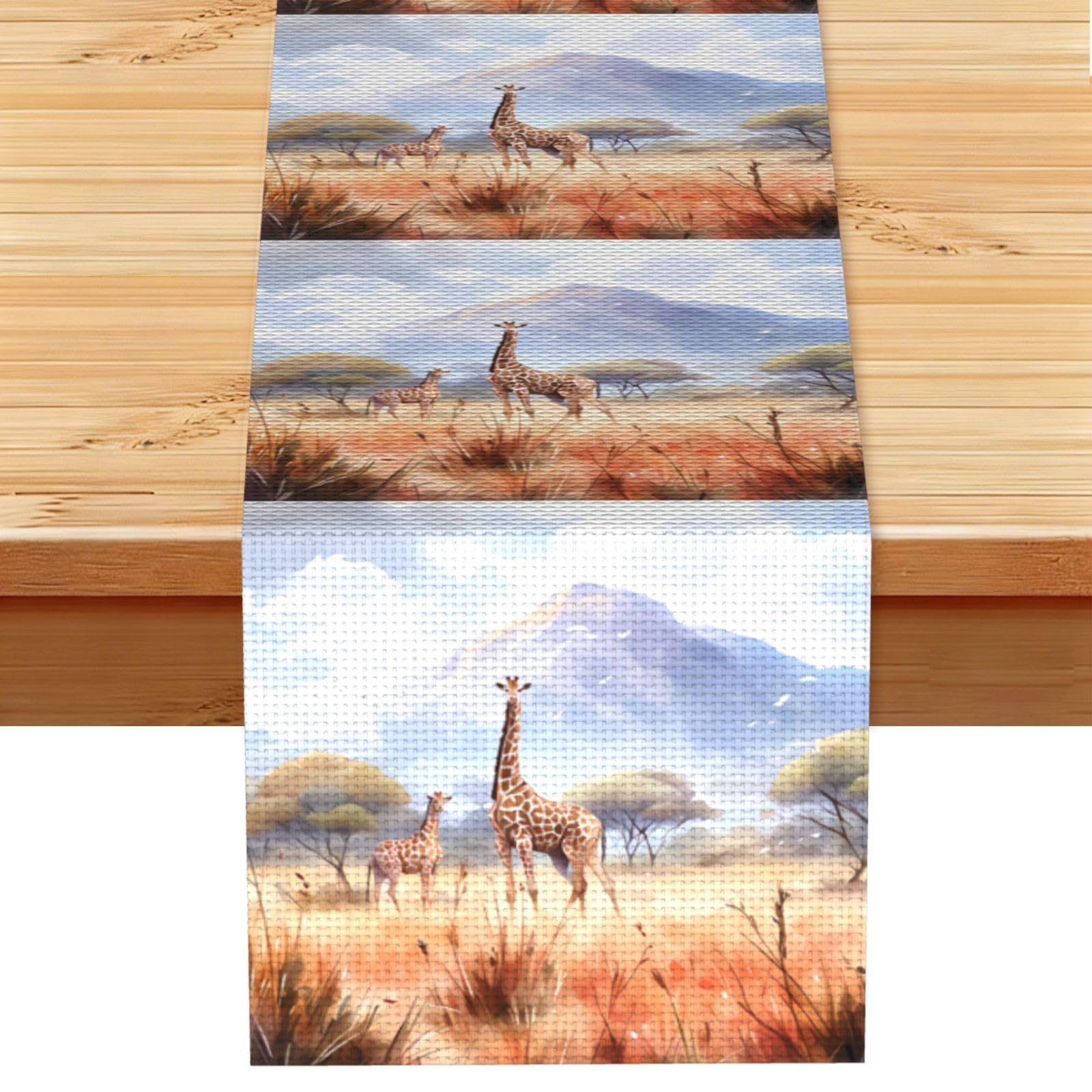 African Savanna Giraffe Table Runner 13x72 Inch Dining Decor