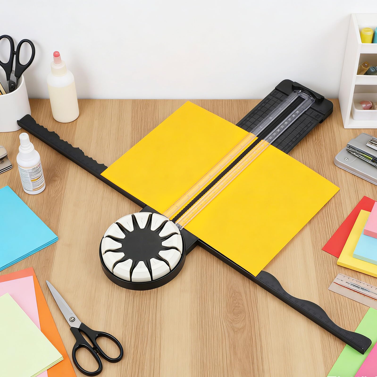 Abaodam Schwarze Schneidemaschine aus Kunststoff mit Vielseitiger Funktionalität und Einfacher Bedienung für Scrapbook Zubehör und Bastelarbeiten im Büro und Zuhause