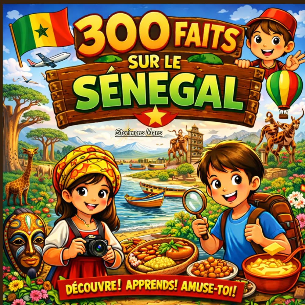 300 Faits sur le Sénégal: Culture, Histoire, Géographie, Nature, Musique et Traditions - Avec Quiz et Pages à Colorier (Enfants 10–14)