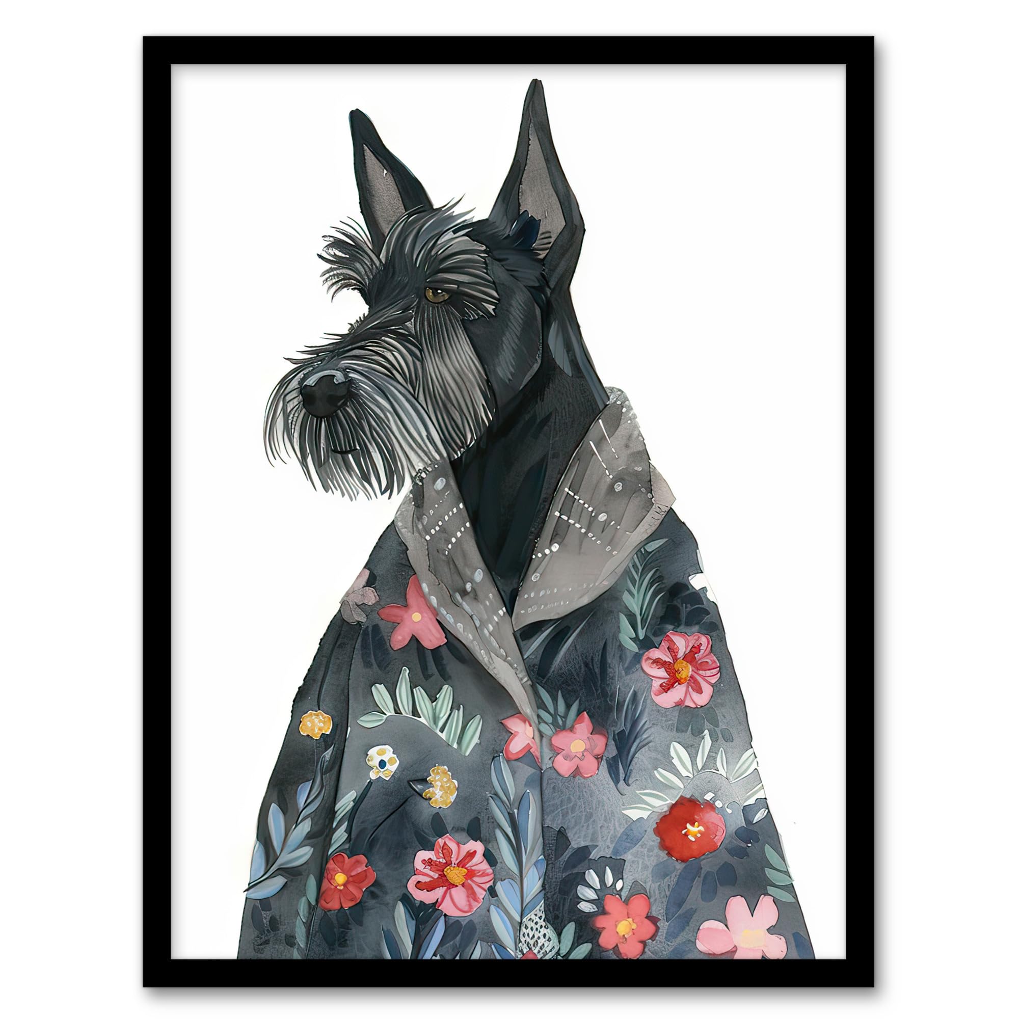 Artery8 Dog Lover Scottish Terrier With Floral Kimono Wall Art PrintA4 Size from B&Q