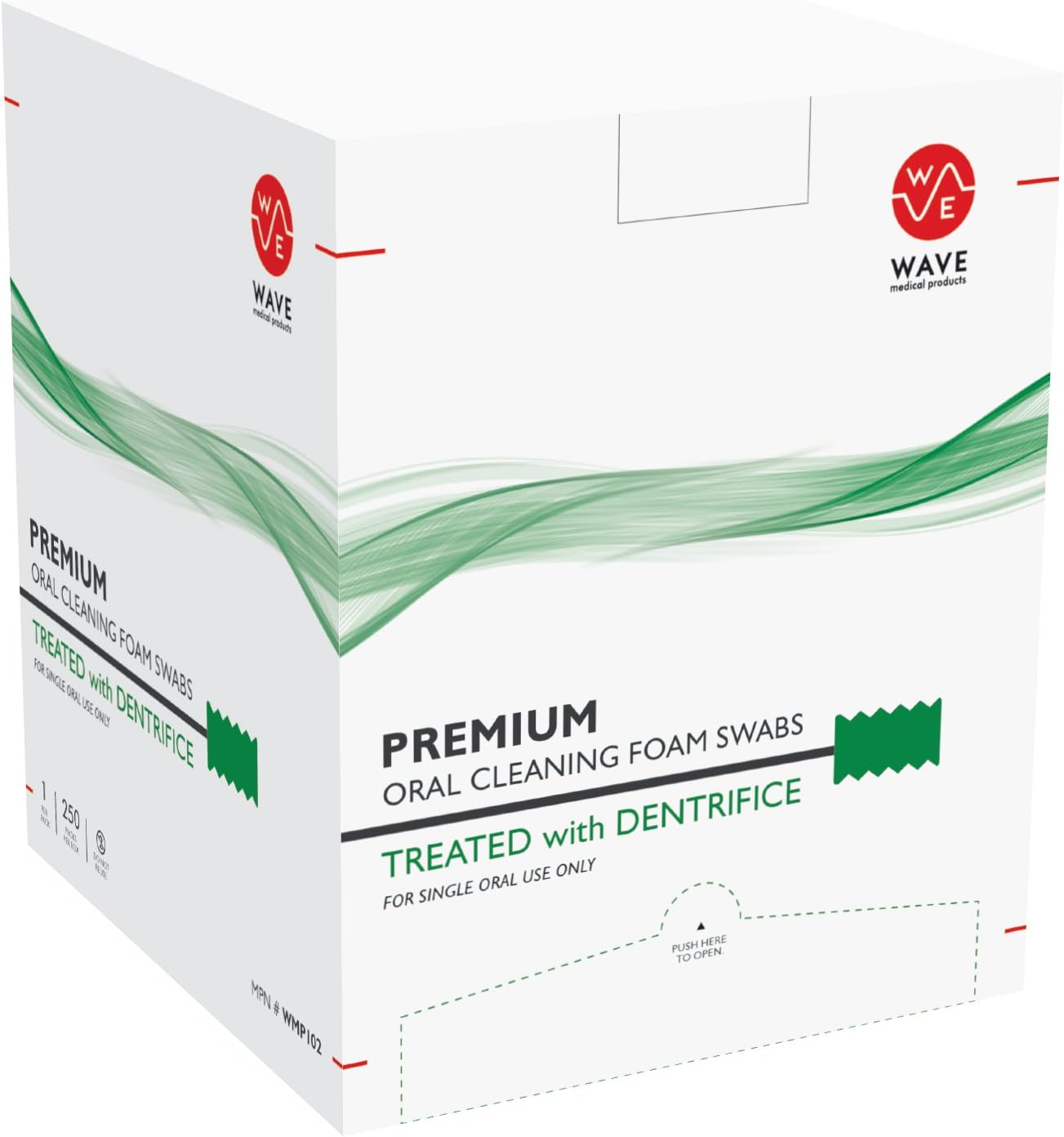 Premium Oral Swabs, Swabsticks, Green, Treated, 125 Count