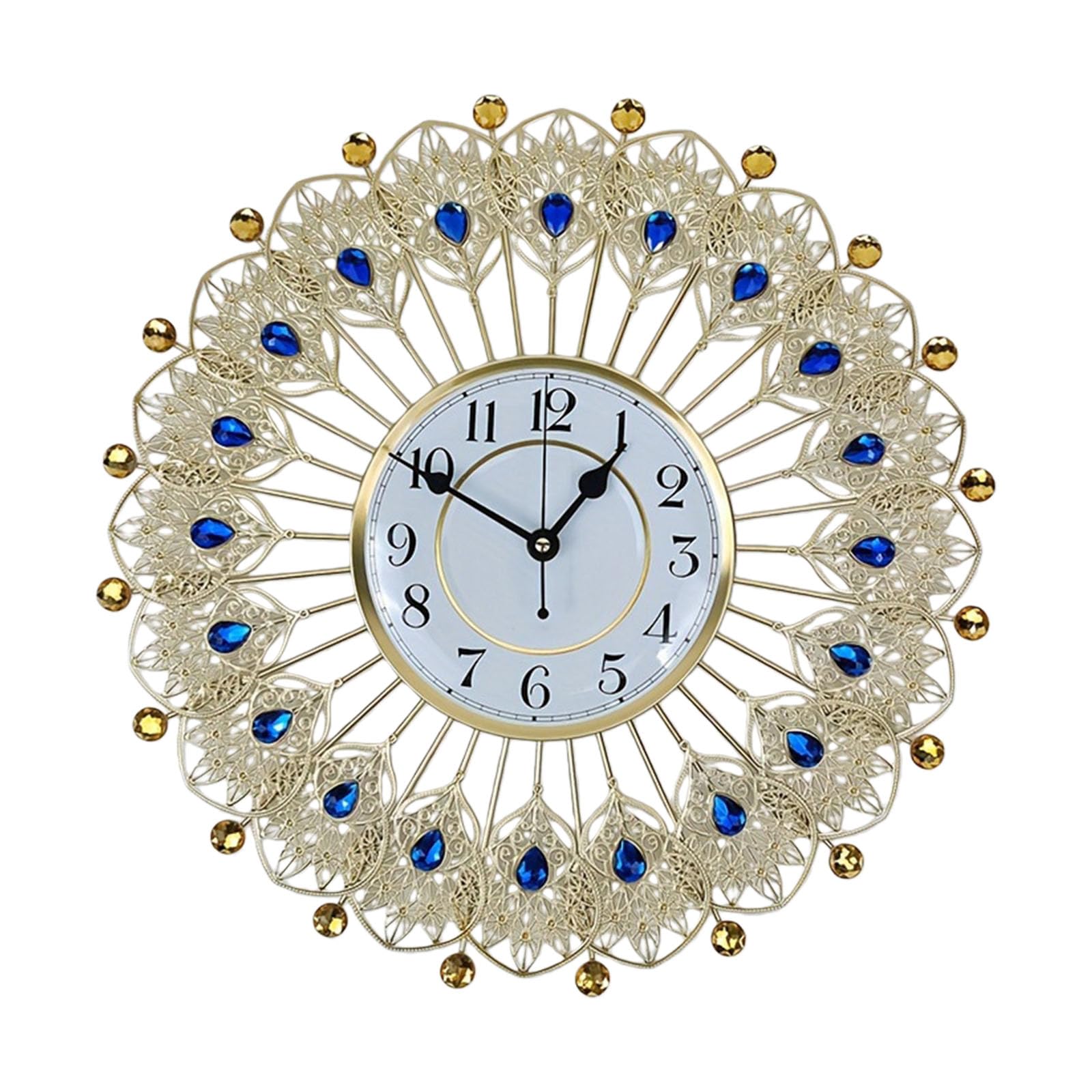 Kaeltsyn Crystal Peacocks Wall Clock None-Ticking Silents Battery Operated Clocks Decorative Clocks for Living Room Decors Peacocks Crystal Clock