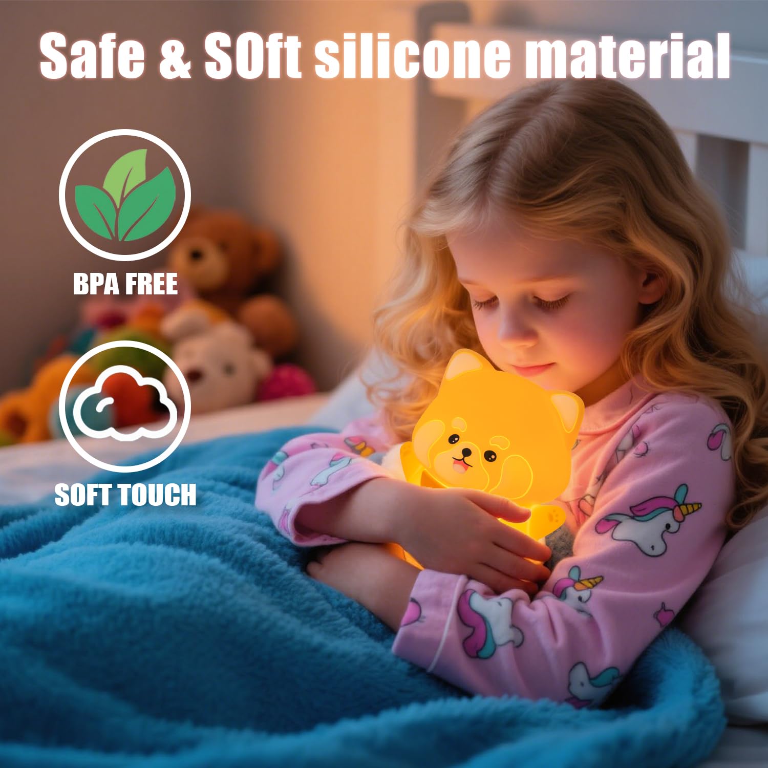WHA&DARREN Orso luce notturna Luce notturna per bambini ricaricabile lampada da comodino a LED per bambini lampada per bambini in silicone per l'allattamento al seno lampada da tavolo