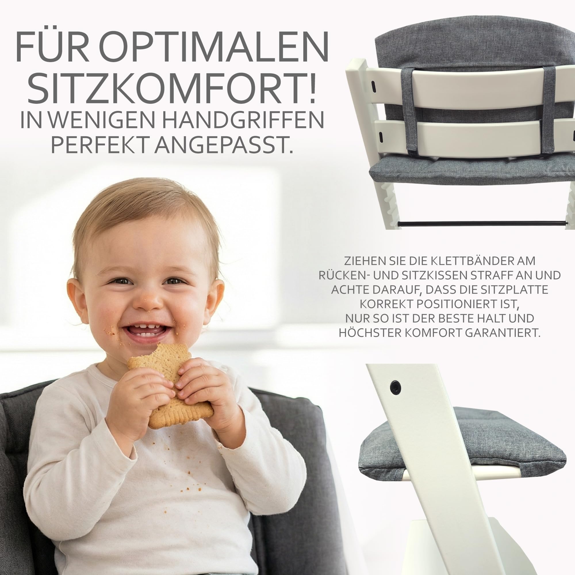 Zestaw poduszek do siedzenia, zestaw wymiennych poszewek na poduszki, pomniejszone siedzisko, kompatybilne ze Stokke Tripp Trapp na krzesełko dziecięce model 1 (melanżowo-beżowy)