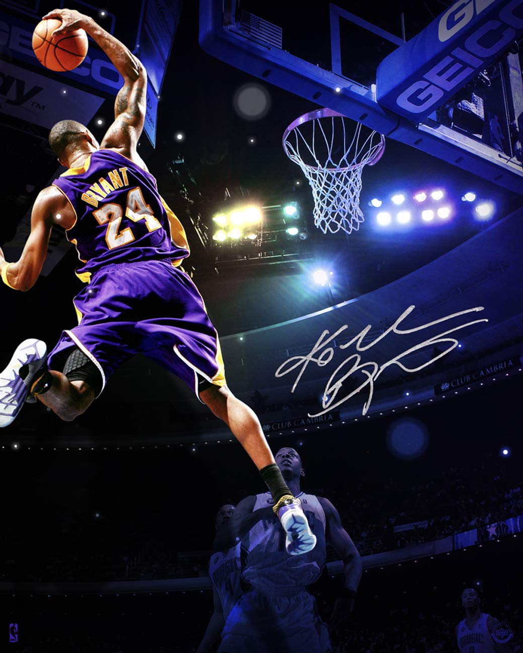 HandTao Kobe Bryant Basketball Star Fabric Cloth Wall Poster Photo Print 16x13 Inch