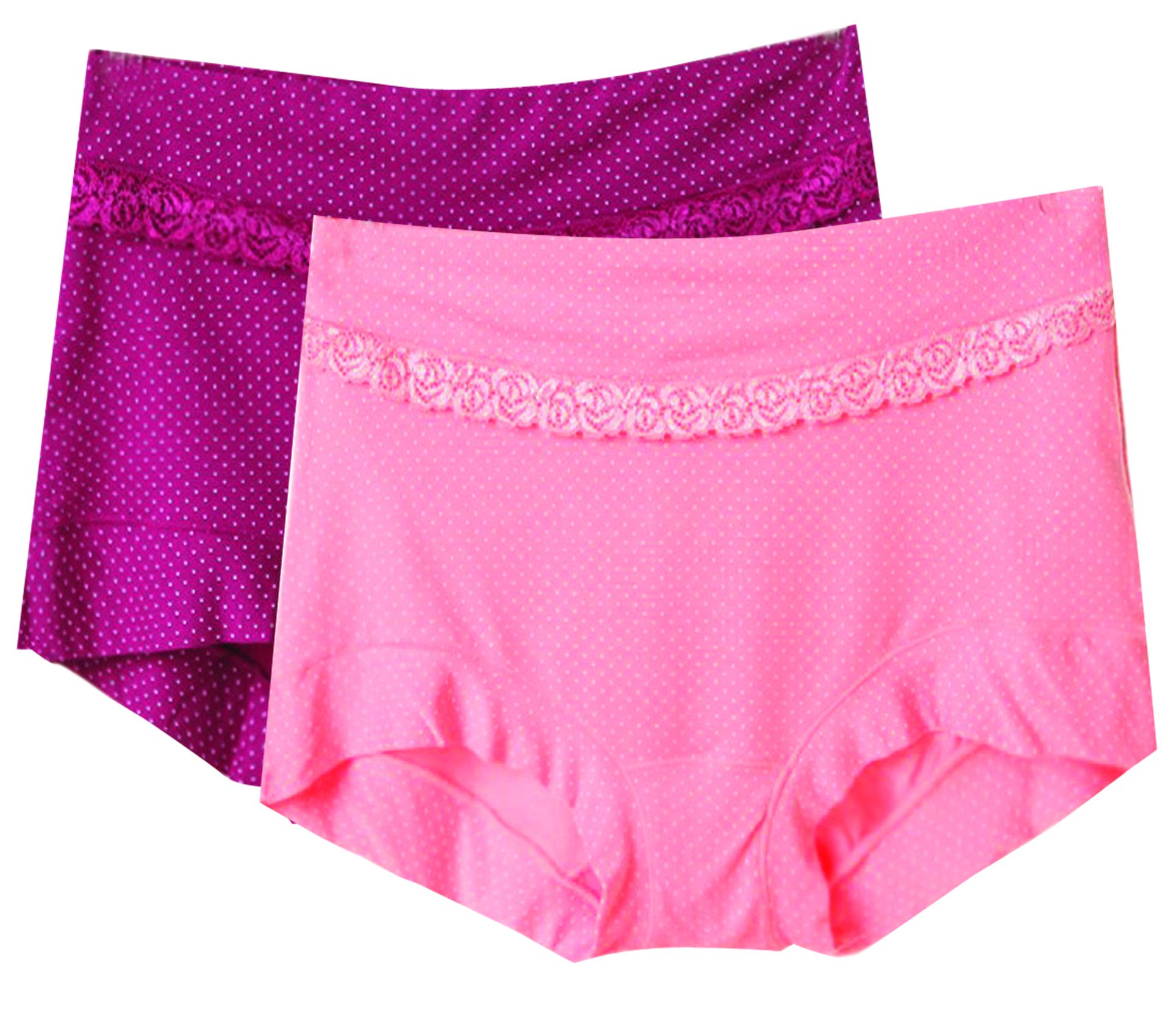 GLAMROOTWomen's Cotton Spandex Full Coverage Hipster Panty, Purple/Light Pink (Pack of 2)