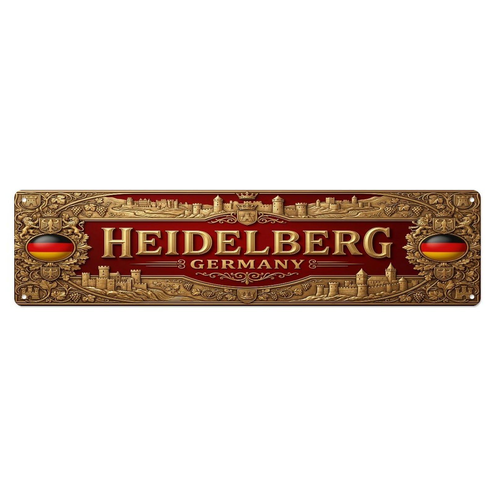 Vintage Heidelberg Germany Flag Pattern Metal Tin Sign