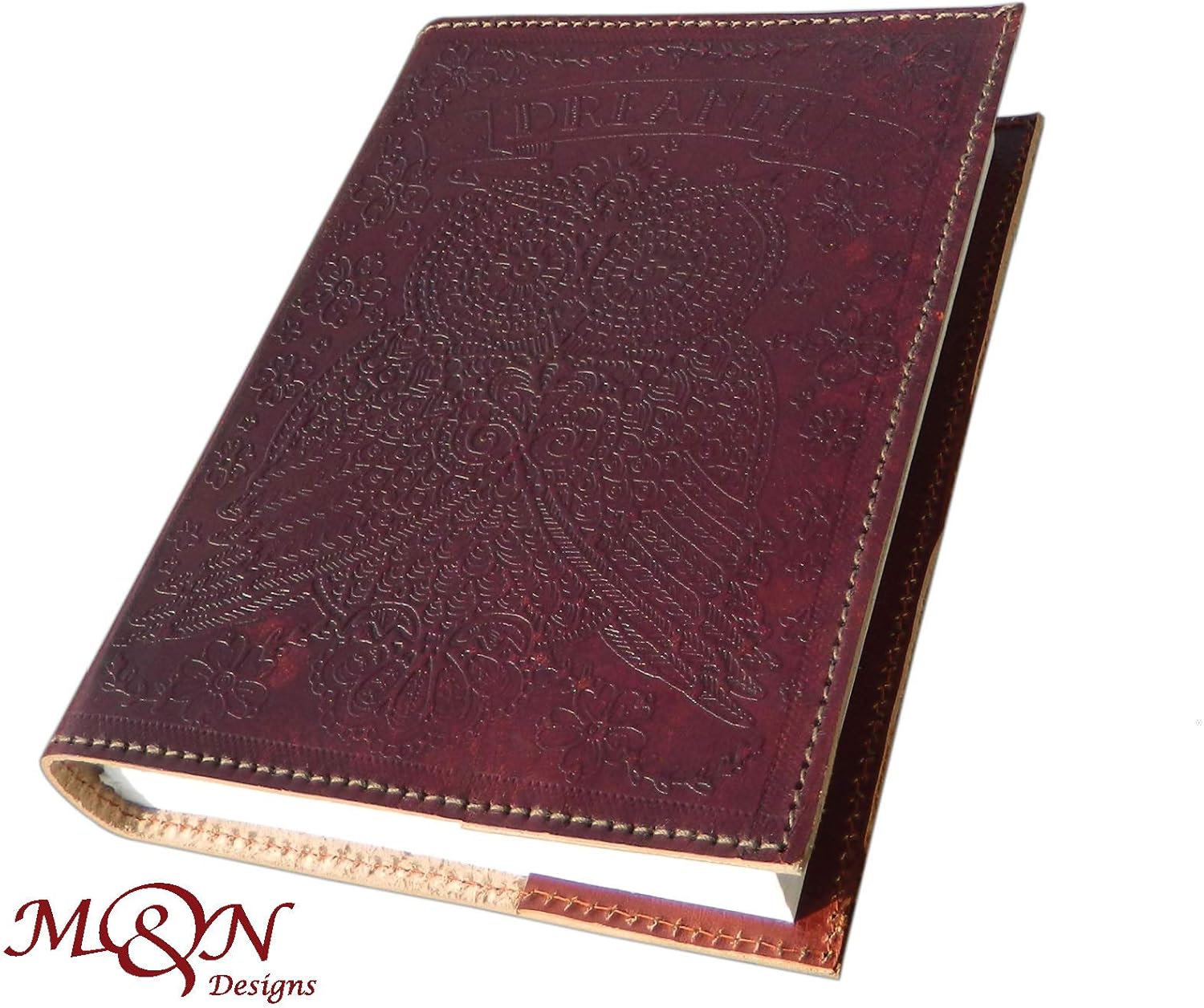 M & N Designs M&N Handicrafted Owl Motif Embossed Handmade Tan Brown Leather Journal Pocket Style Notebook