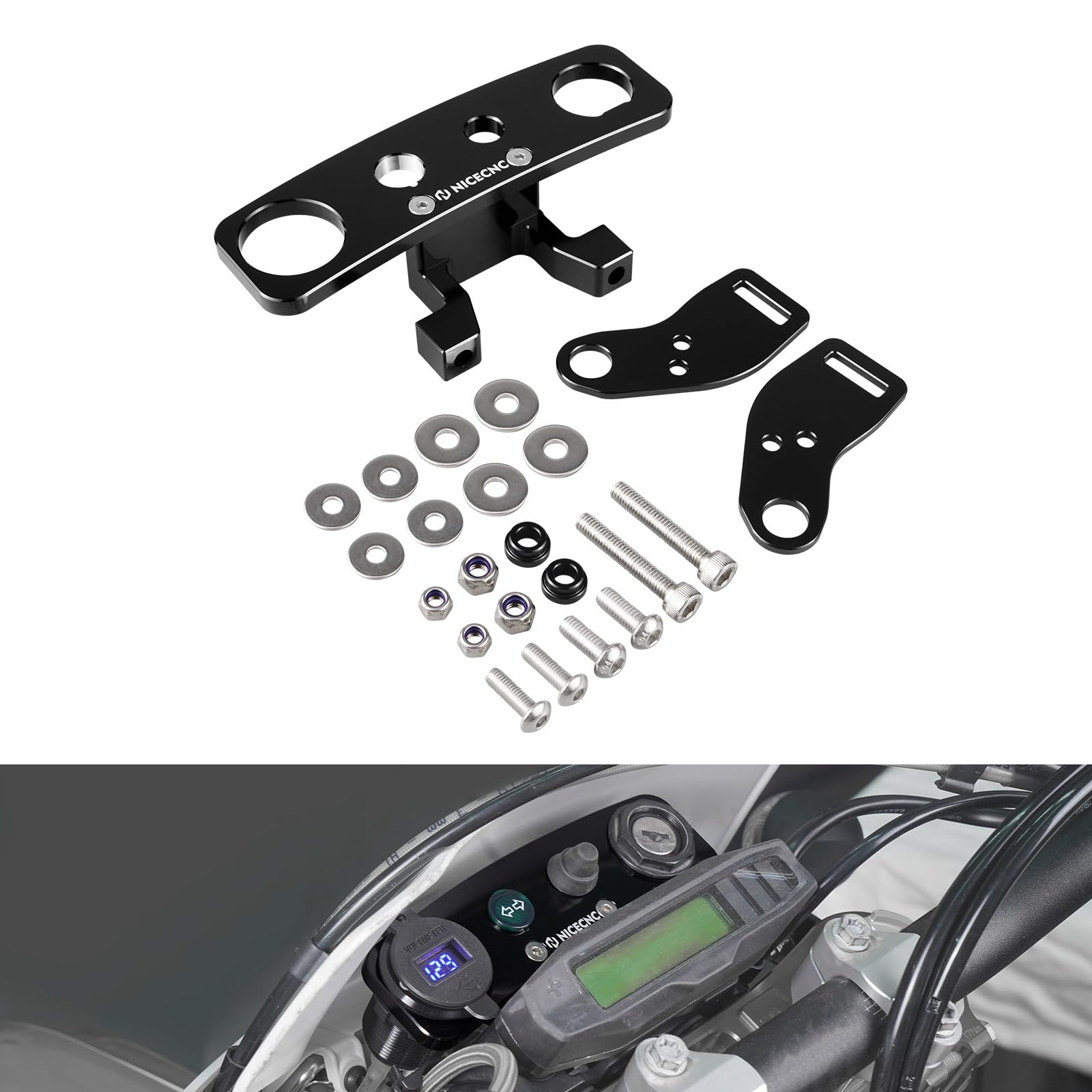 NICECNC Dirt Bike Ignition Device Relocation Dash Kit Aluminium Compatible with KTM 150-500 XC-W XCF-W EXC EXC-F 2017-2023,Compatible with Husqvarna 150-501 TE FE FE-S 2017-2023,See Fitment
