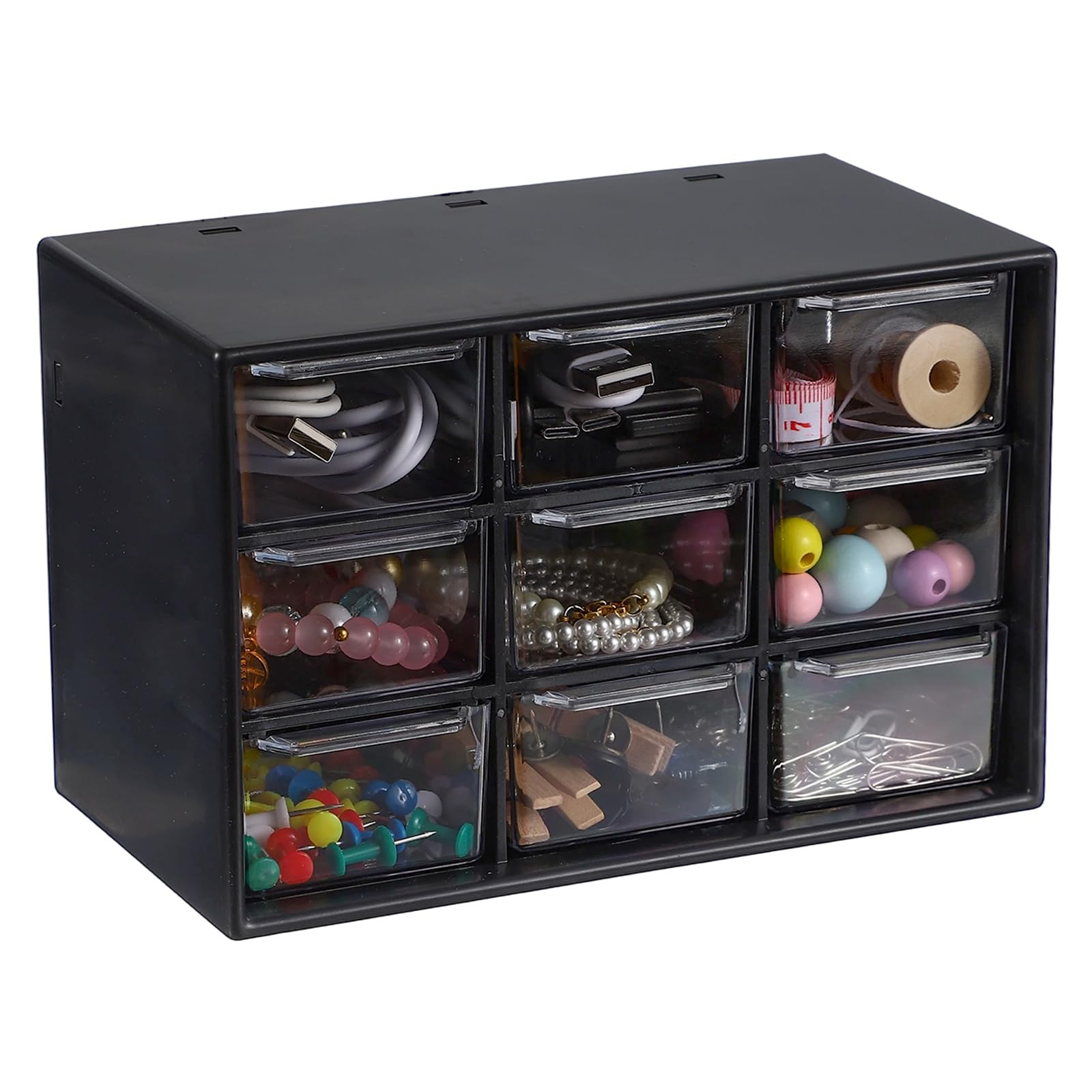 sourcing map Mini Storage Drawers for Desk with 9 Drawers,Black