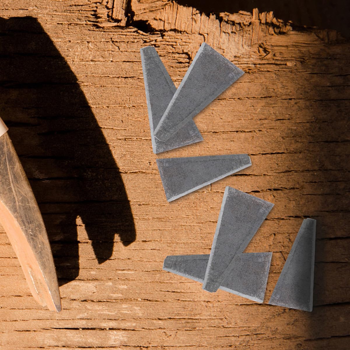 Cunei Triangolari in Metallo Manico Legno 30 Pezzi per Abbattimento Alberi