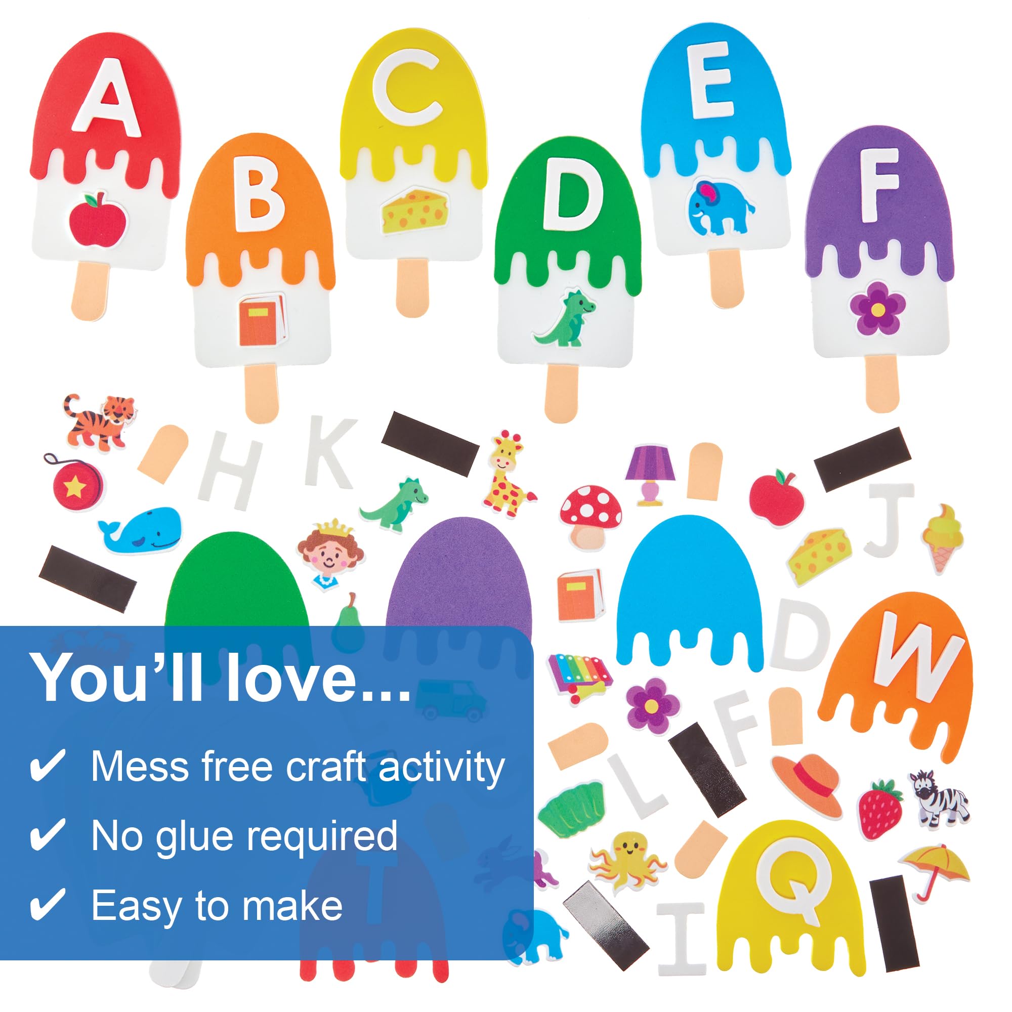Baker Ross FN107 ABC Lollies Mix & Match Magnet Kits - Pack of 26, Educational Arts and Crafts Kits, Learning Resources - Image 3