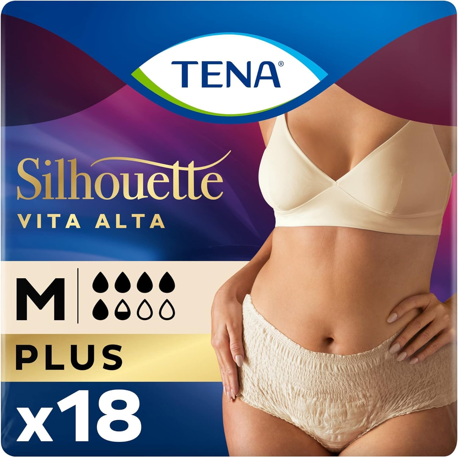 Tena Lady Silhouette Pants Plus, Medium (75-105cm) - 2 Packs of 9 Pants