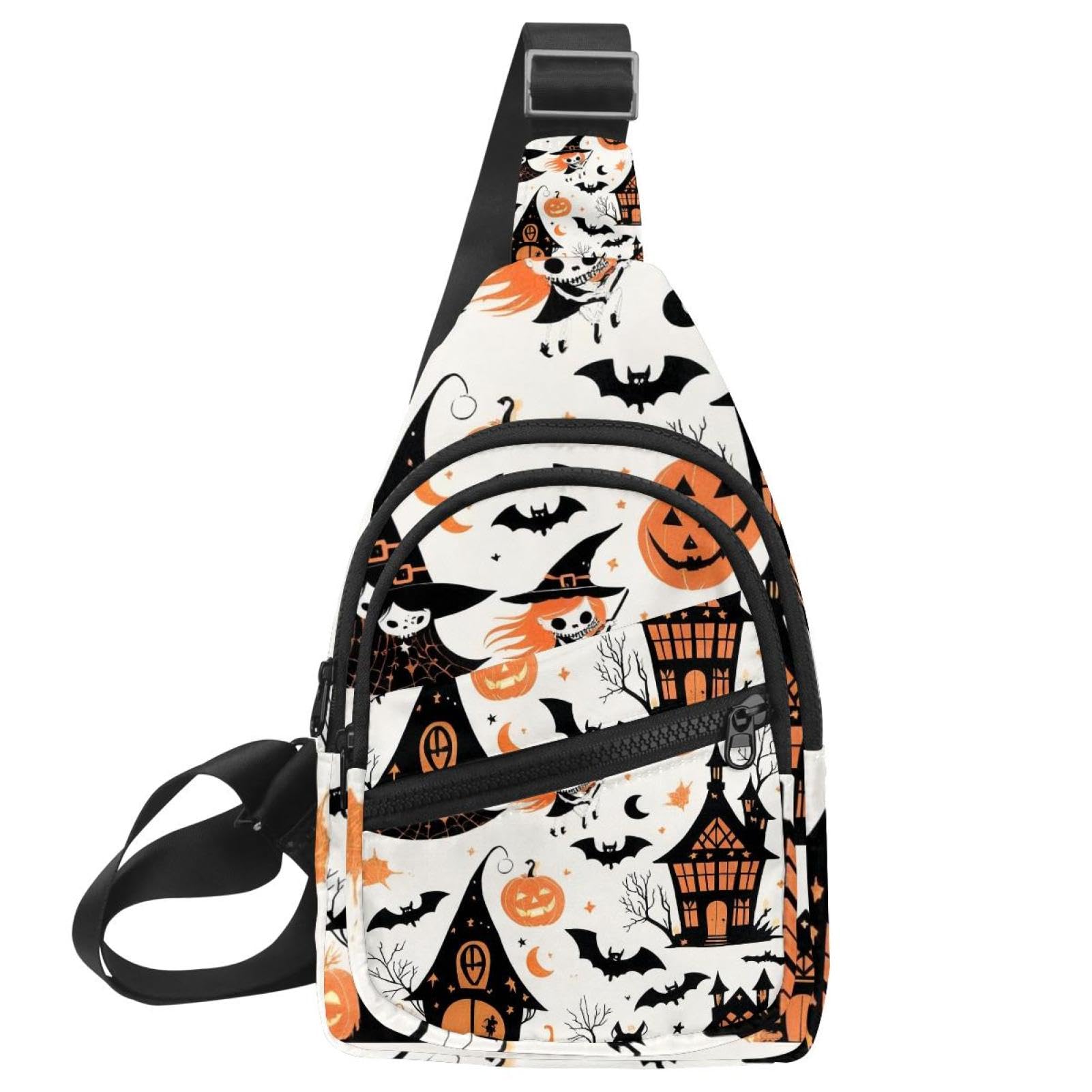 Sac à dos bandoulière Halloween 30x18x4cm multicolore avec sangle réglable - 7