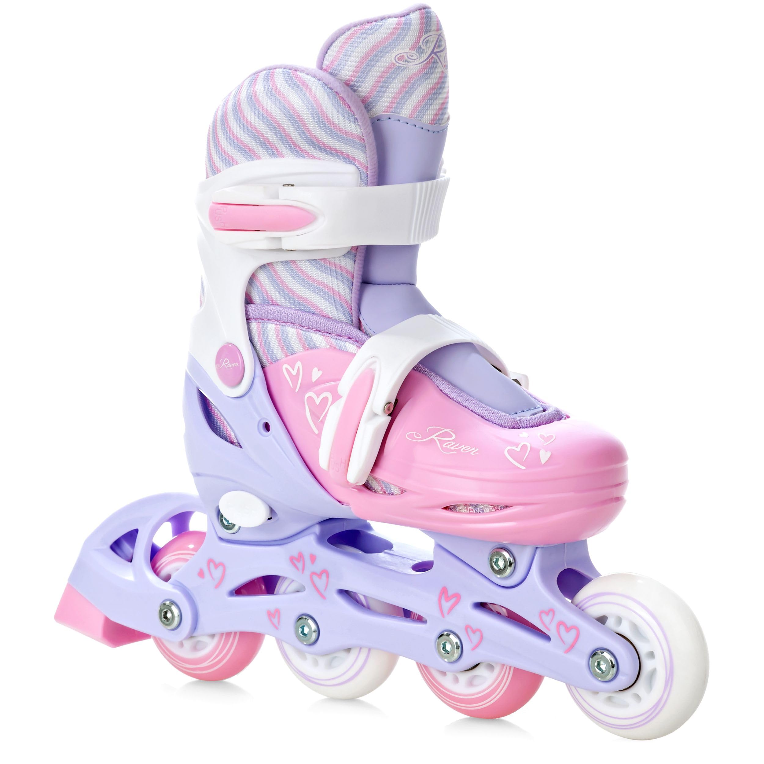Raven - Roller en Ligne Loret Roues LED du 27 au 30 Enfant Mixte Taille Ajustable Menthe/Rose Raven