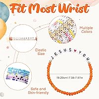 Vista 7 de Juego de 48 pulseras de la amistad para niños, coloridas pulseras ajustables con cuentas, bonitas pulseras elásticas