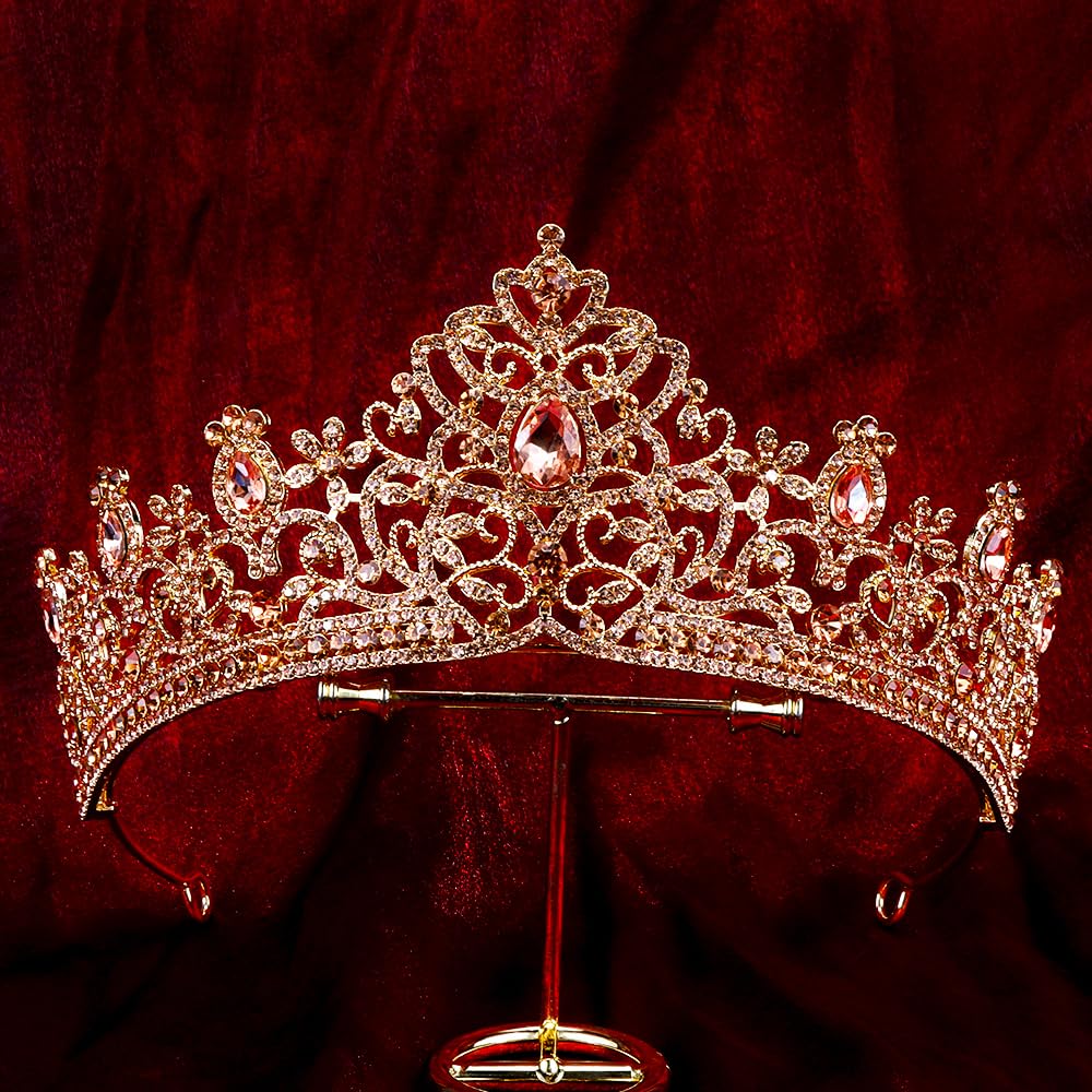Amazon.com: Ahoney Gold Crown Queen Crowns Champagne Gold  display picture 1