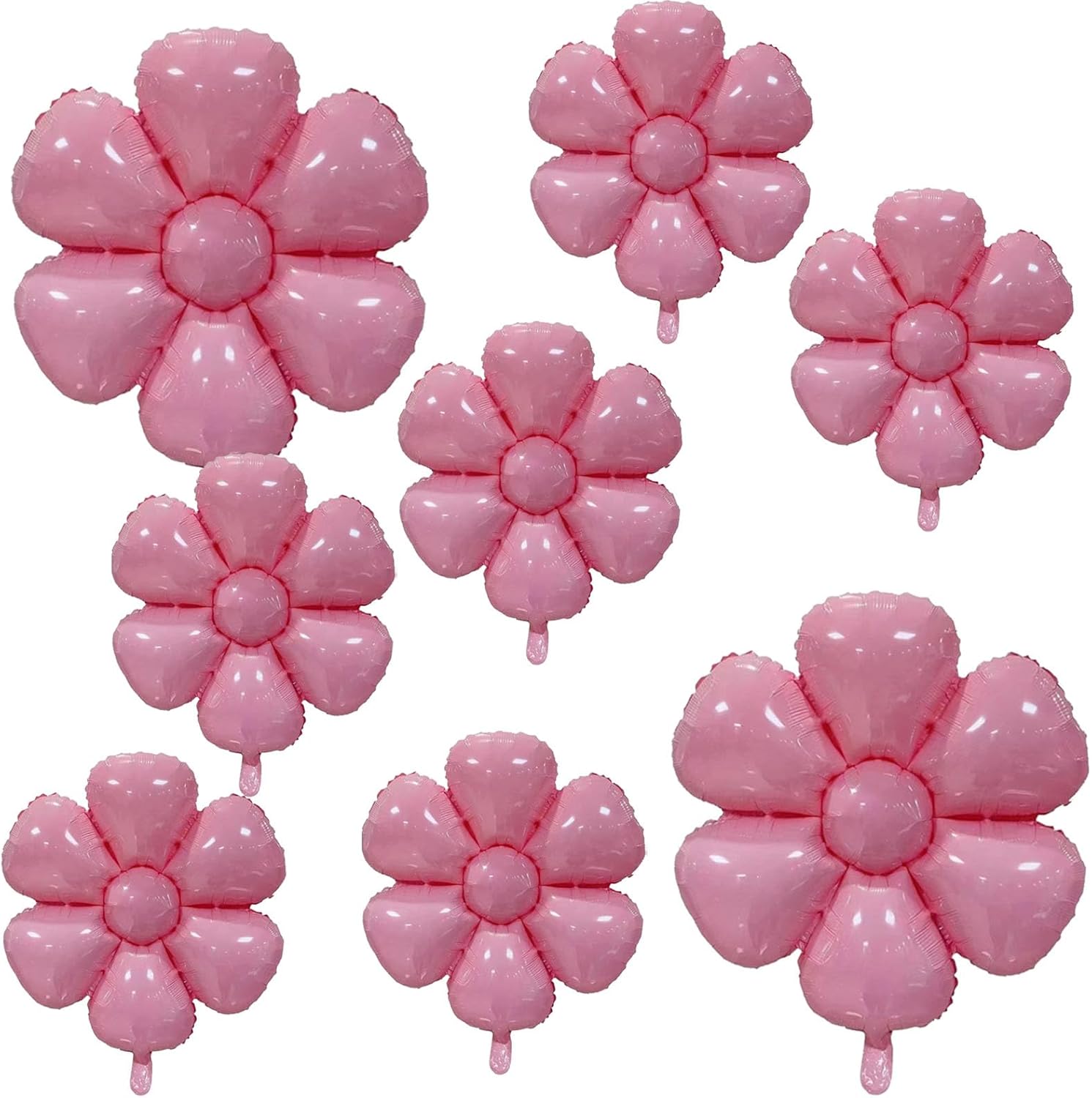 10 Pieces Pink Daisy Balloons — Huge Flower Balloon with Two Size White Daisy Party Decorations — Large Foil Mylar Balloons for Birthday Wedding Décorations